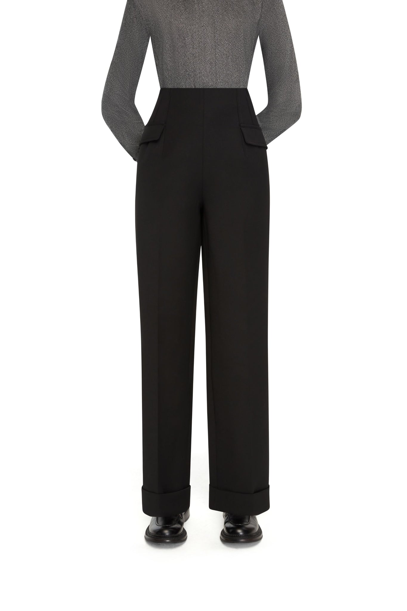 Brissa Trousers In Black Birdseye Suiting