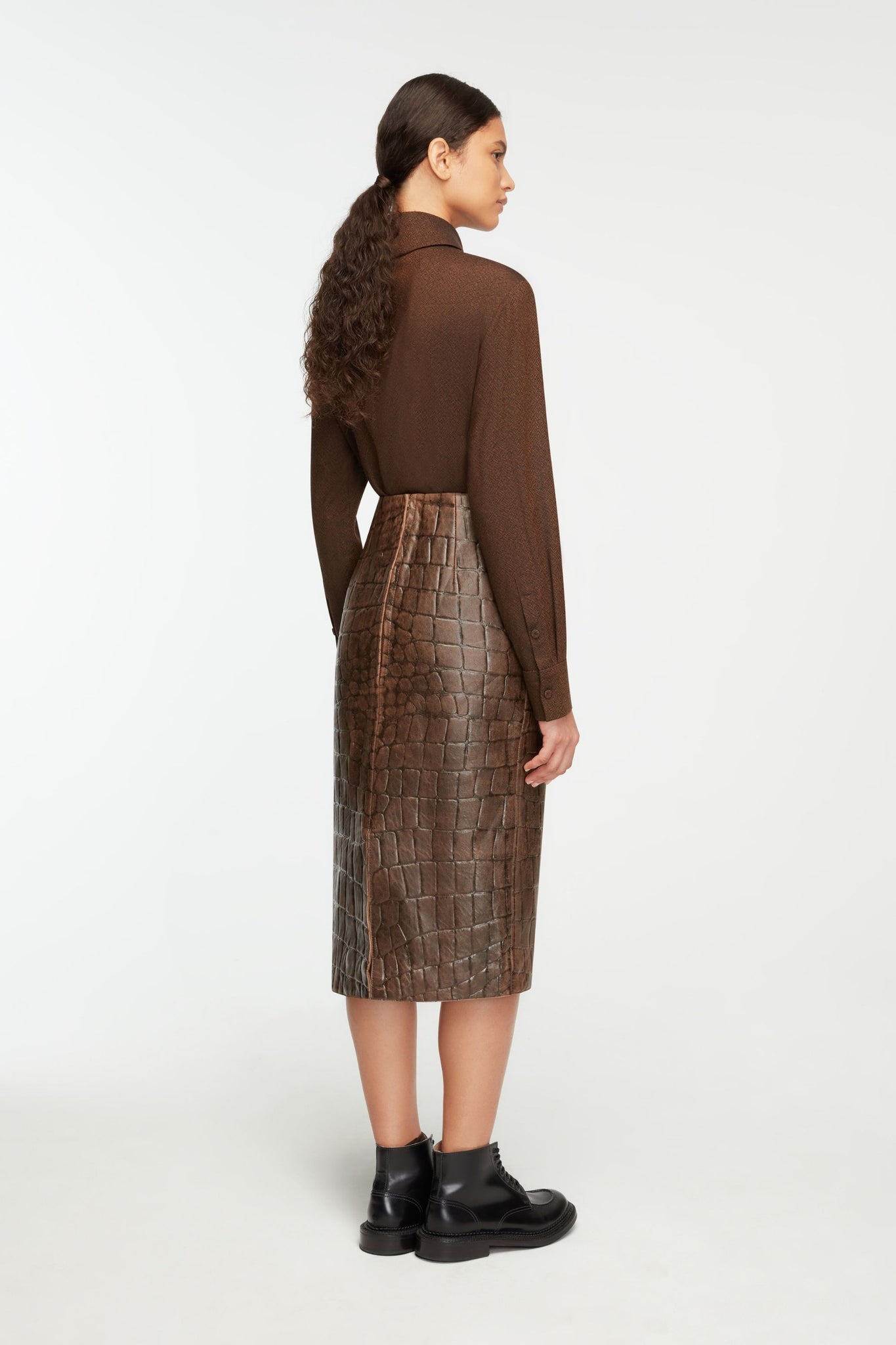Bergman Top In Cinnamon Twill Wool| Emilia Wickstead