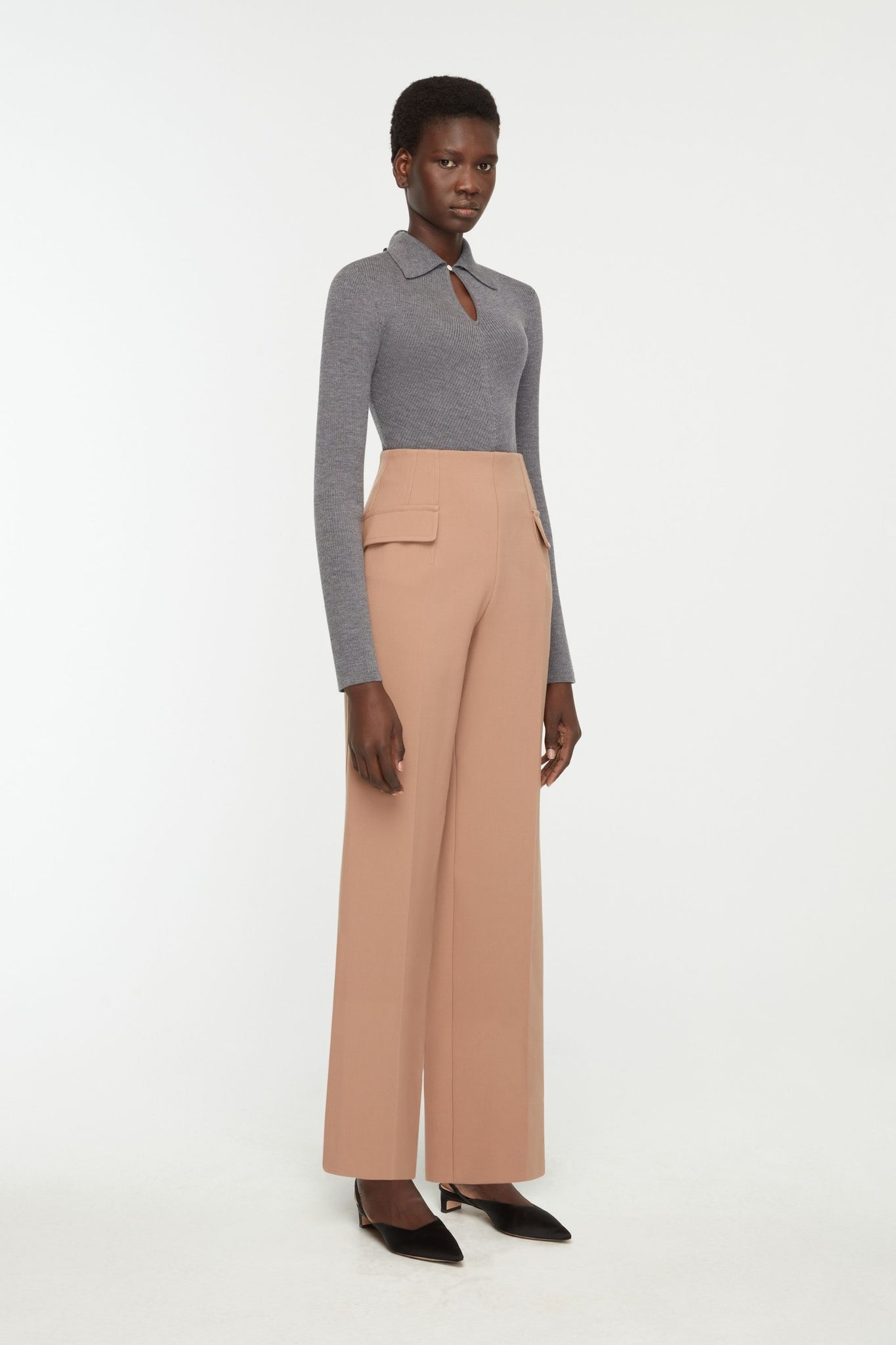Brissa Trousers In Camel Birdseye Suiting