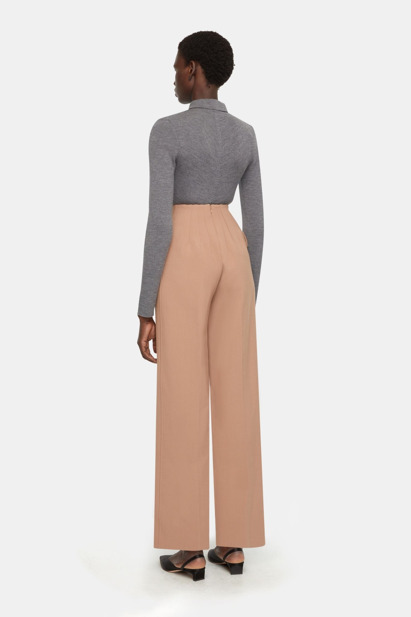 Brissa Trousers In Camel Birdseye Suiting