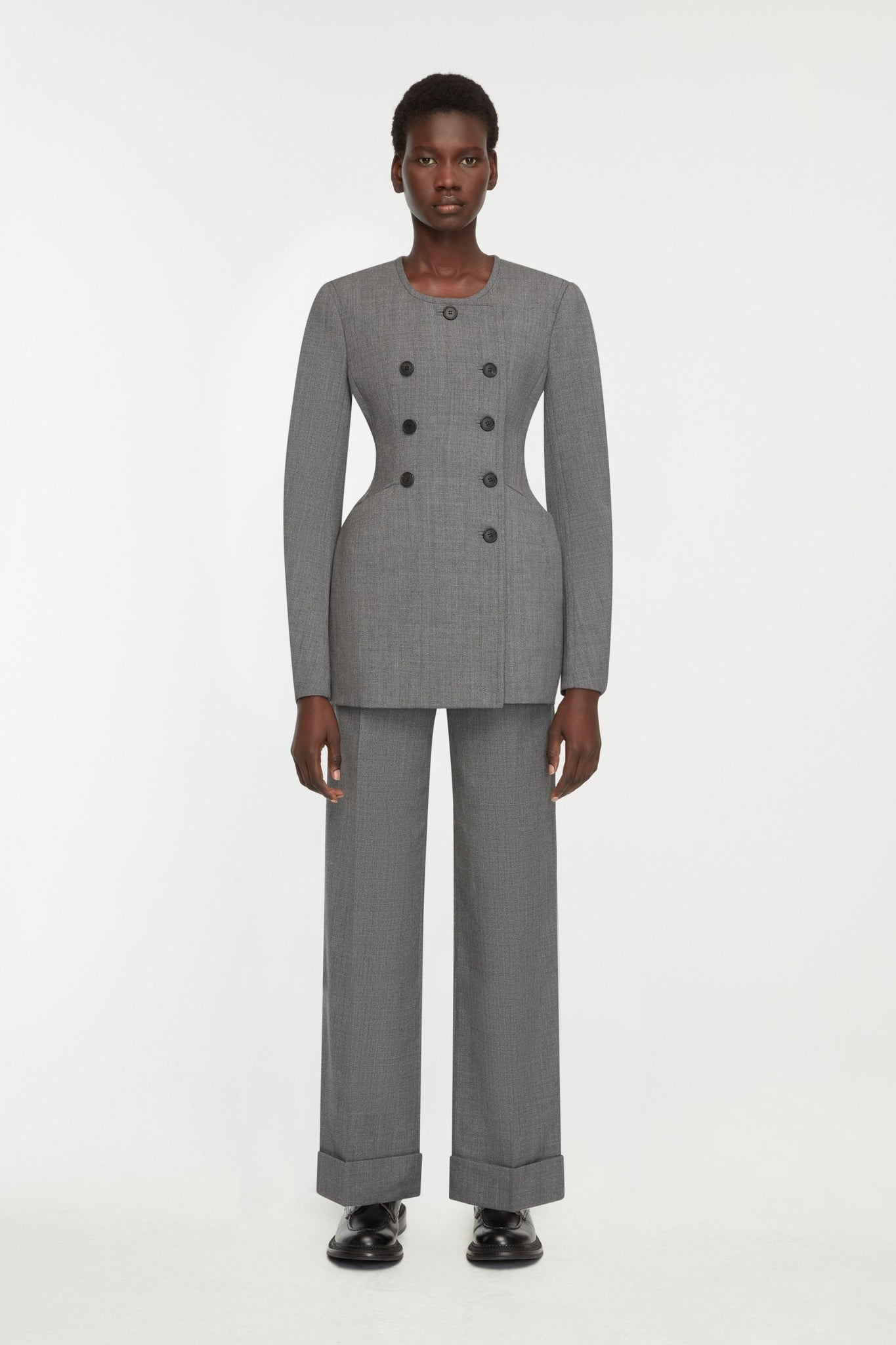 Dalva Jacket In Steel Grey Garden Wool - Emilia Wickstead
