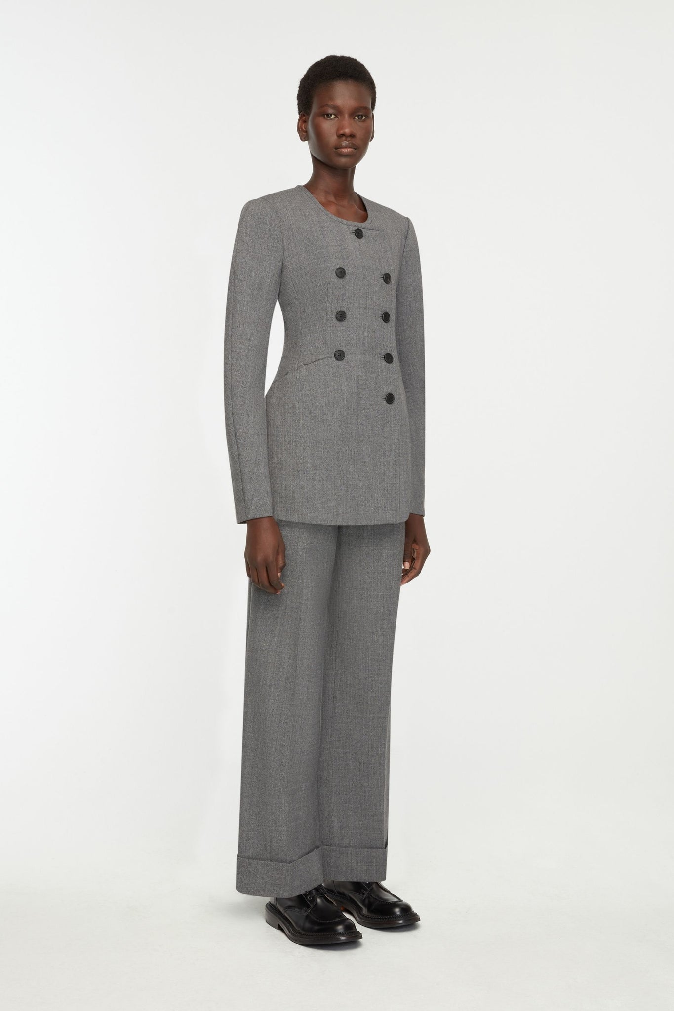 Dalva Jacket In Steel Grey Garden Wool - Emilia Wickstead