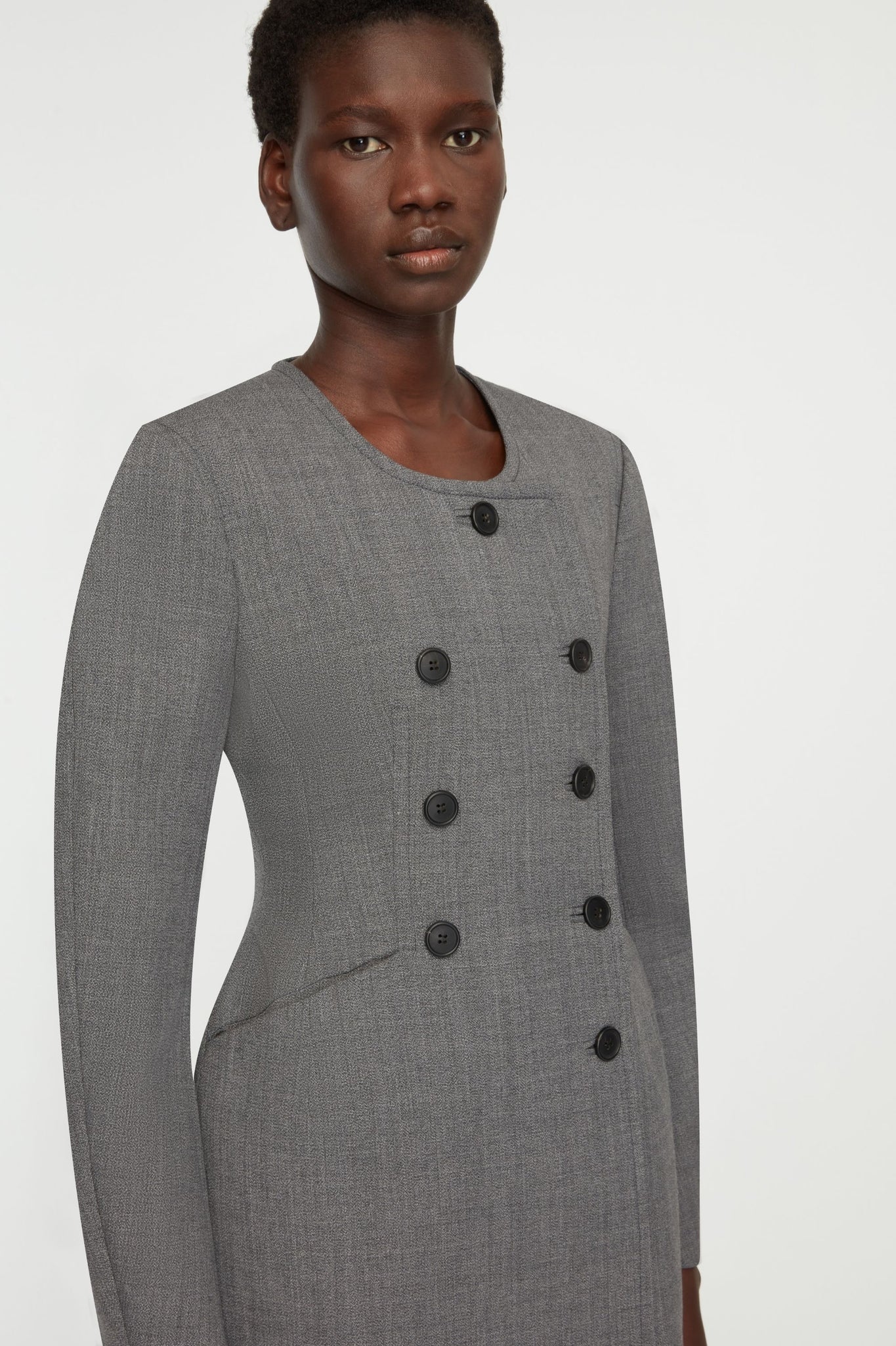 Dalva Jacket In Steel Grey Garden Wool - Emilia Wickstead