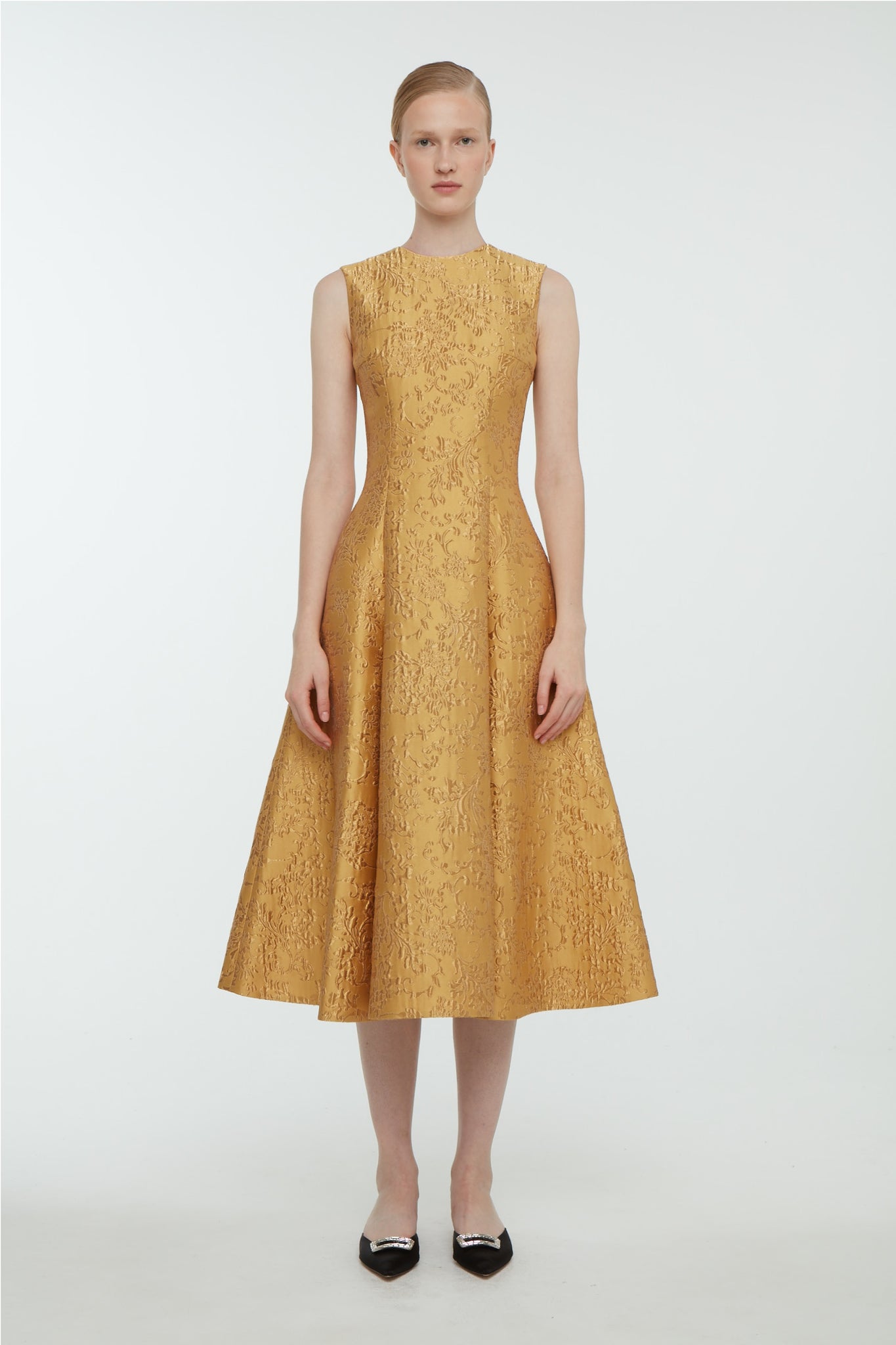 Mara Dress In Gold Wallpaper Jacquard | Emilia Wickstead