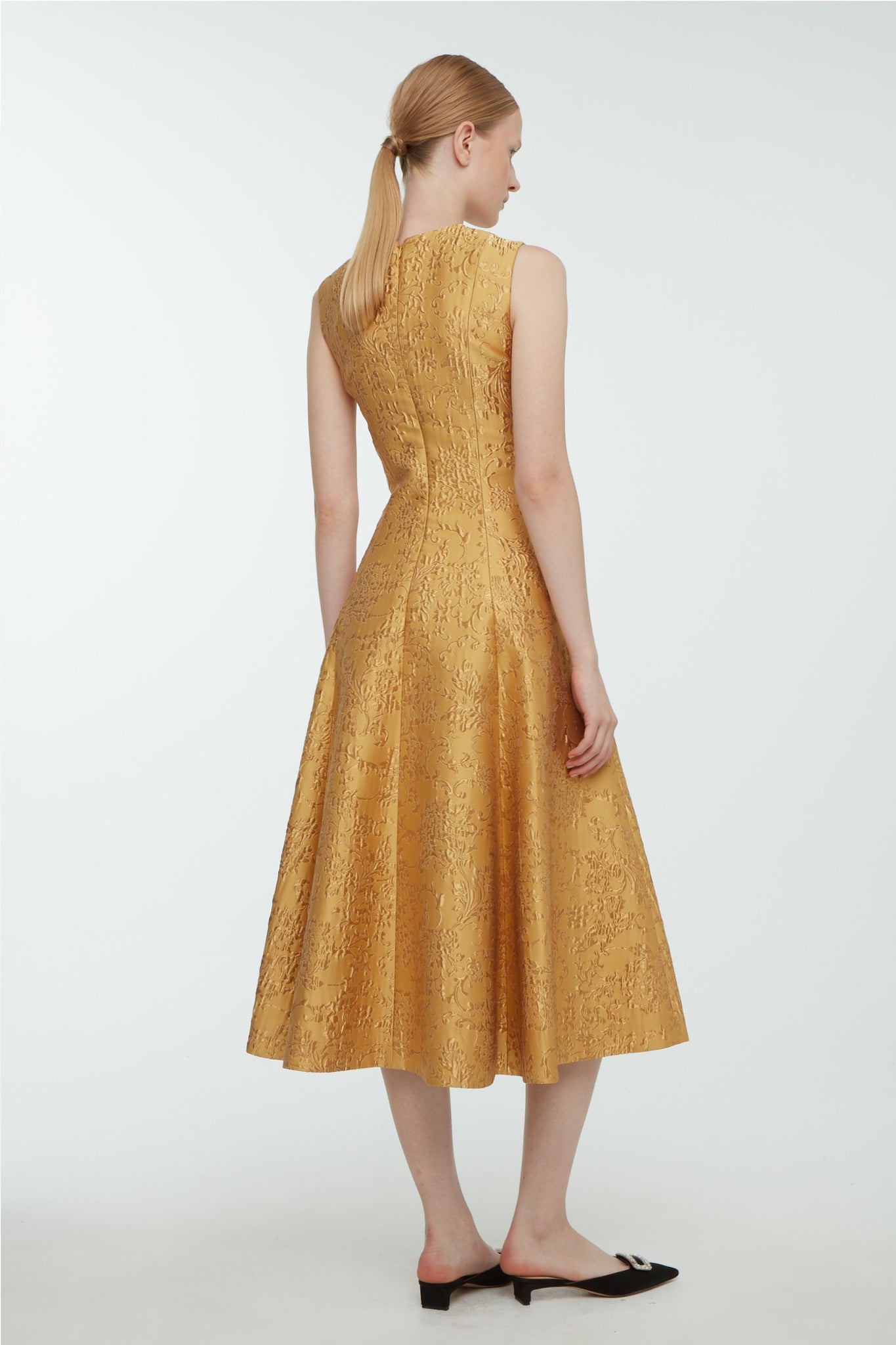 Mara Dress In Gold Wallpaper Jacquard | Emilia Wickstead