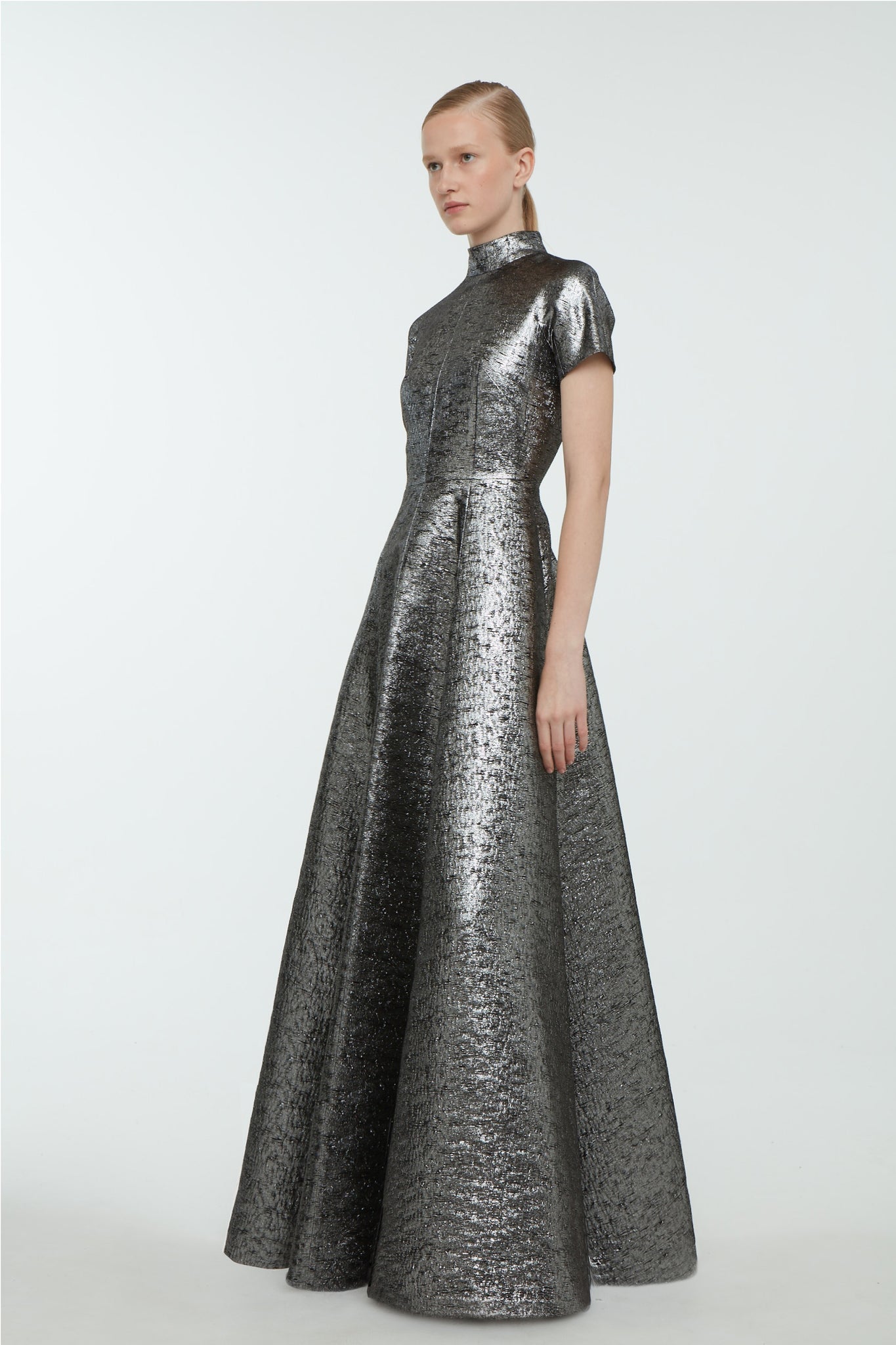 Malinda Dress In Silver Lurex Tweed | Emilia Wickstead Malinda Dress In Silver Lurex Tweed | Emilia Wickstead