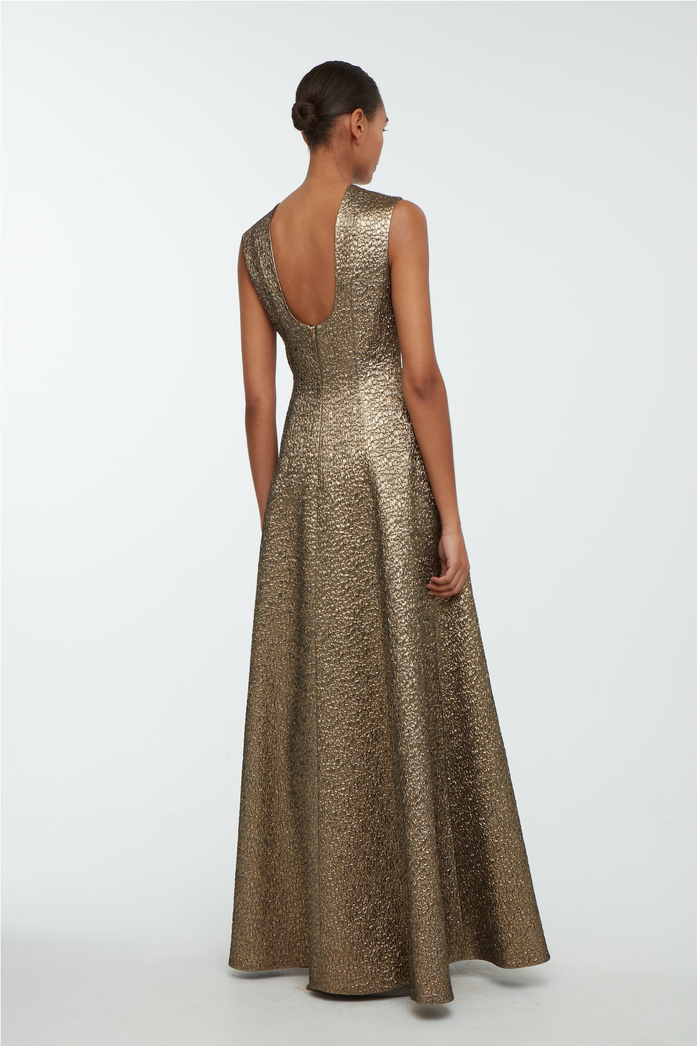 Nodin Dress In Gold Textured Jacquard | Emilia Wickstead