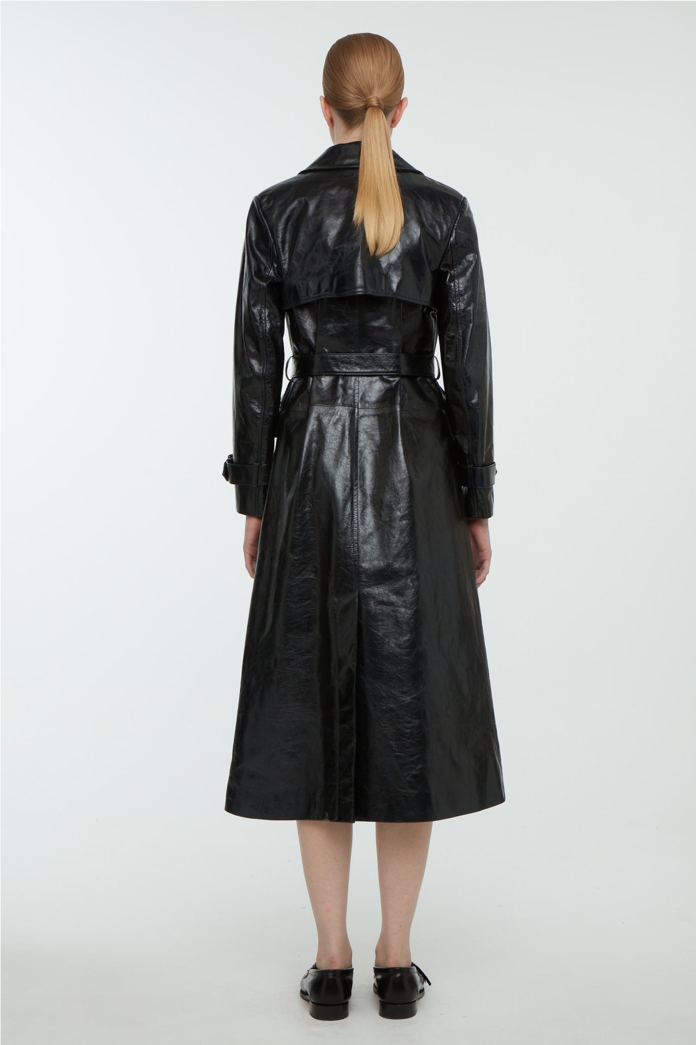 Brady Trench Coat in Navy Leather