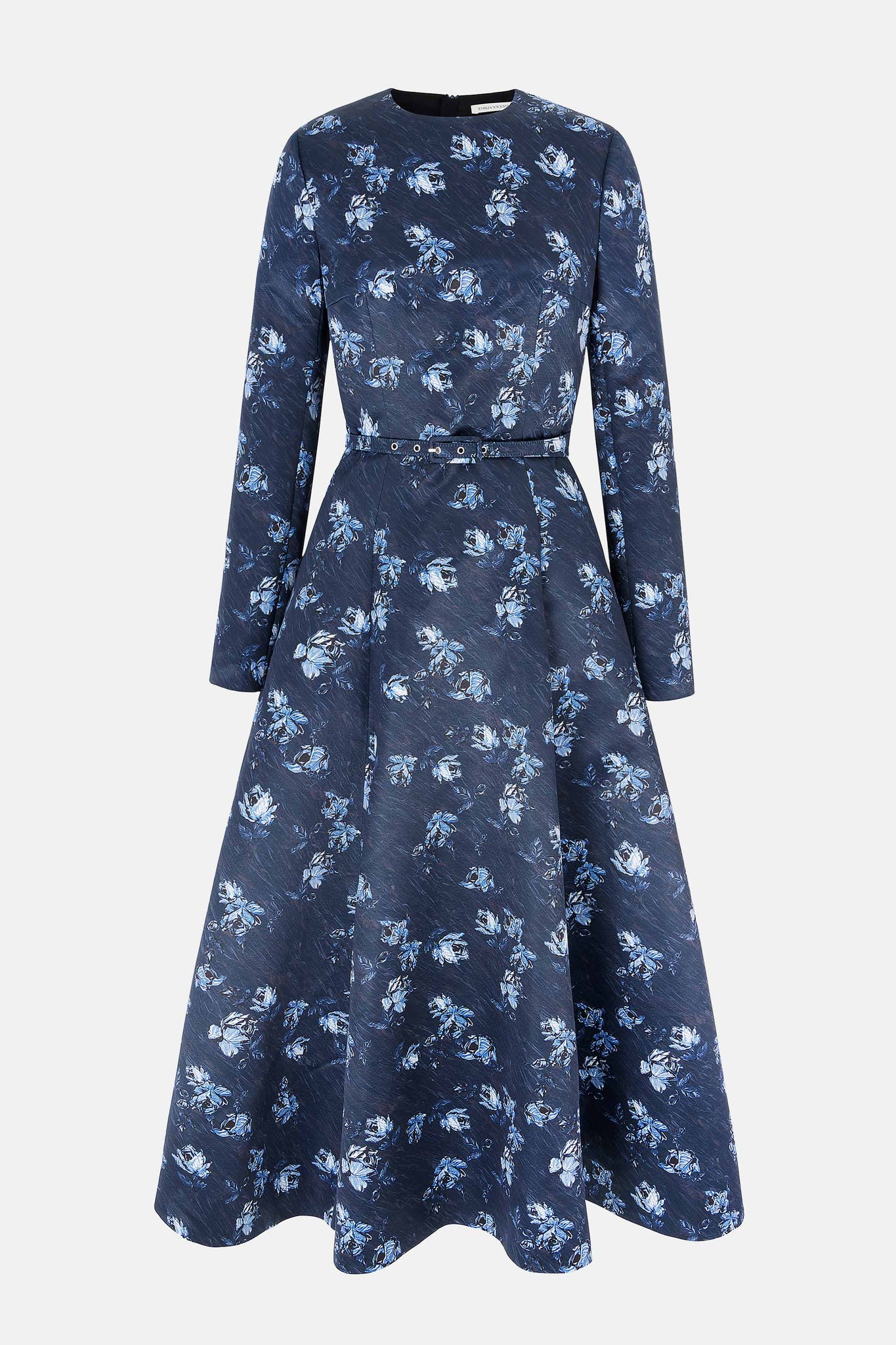 Capucine Dress In Ditsy Rose On Navy Taffeta Faille - Emilia Wickstead