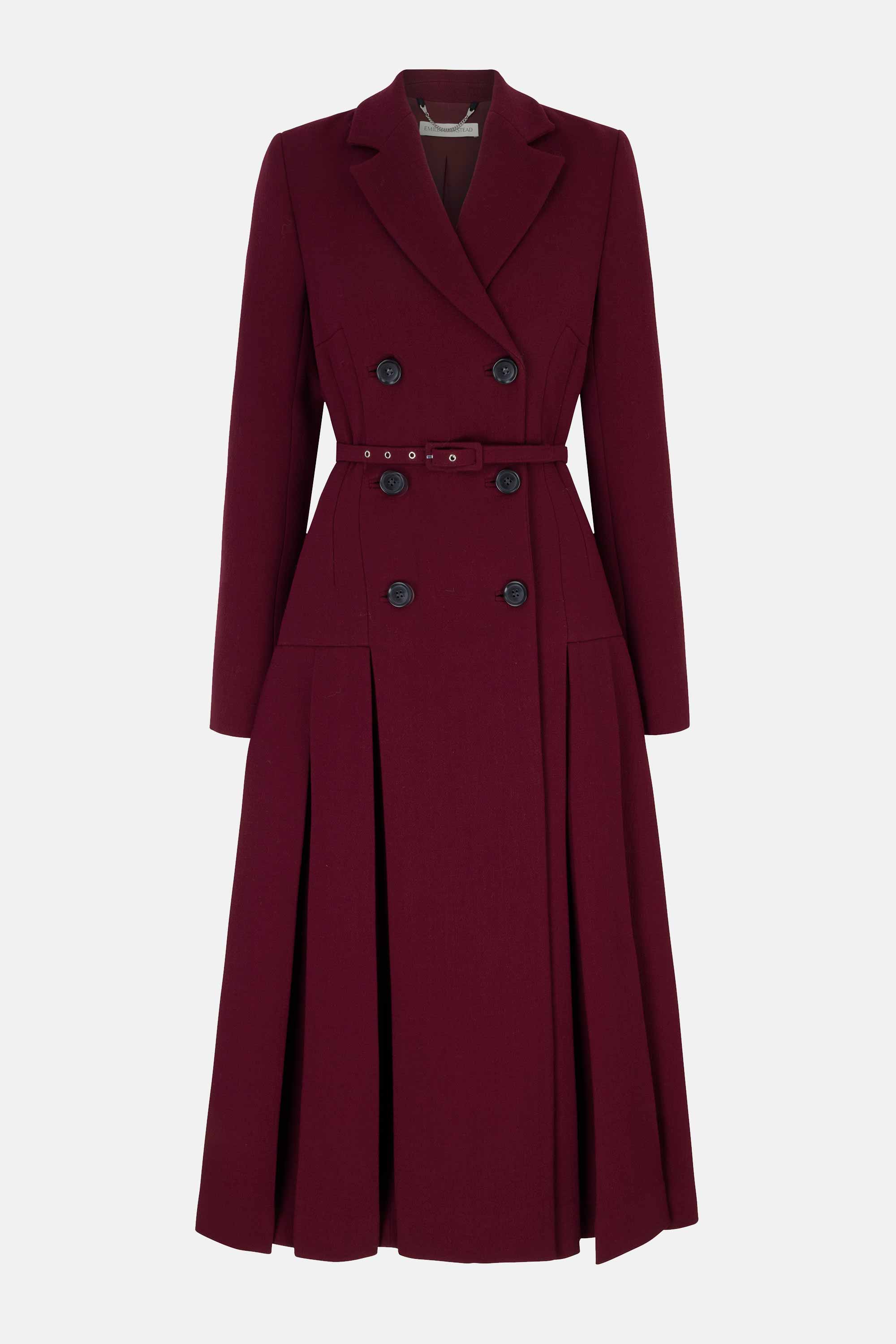 Chaney Coat Dress In Burgundy Double Crepe