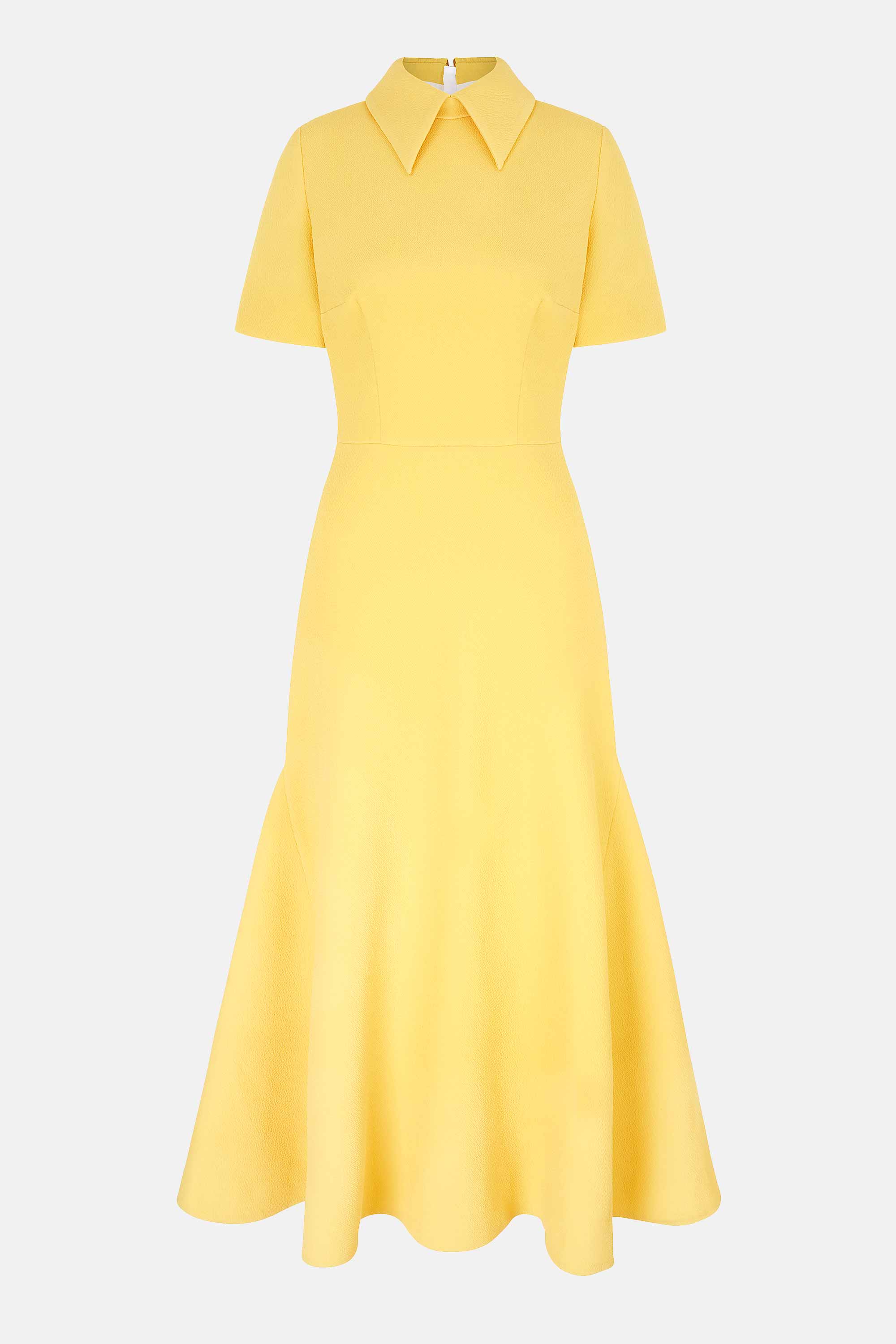 Eman Dress In Custard Yellow Double Crepe