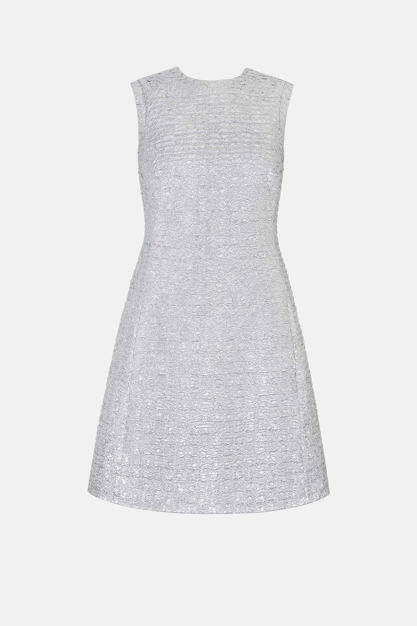 Emmy Dress In Silver Metallic Seersucker | Emilia Wickstead