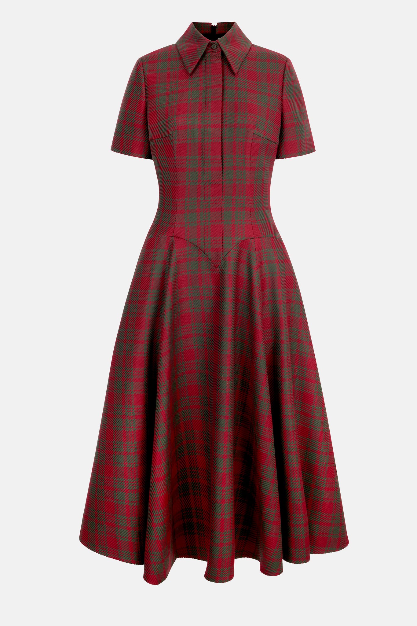 Jody Dress In Burgundy & Green Check Merino Shetland | Emilia Wickstead Jody Dress In Burgundy & Green Check Merino Shetland | Emilia Wickstead