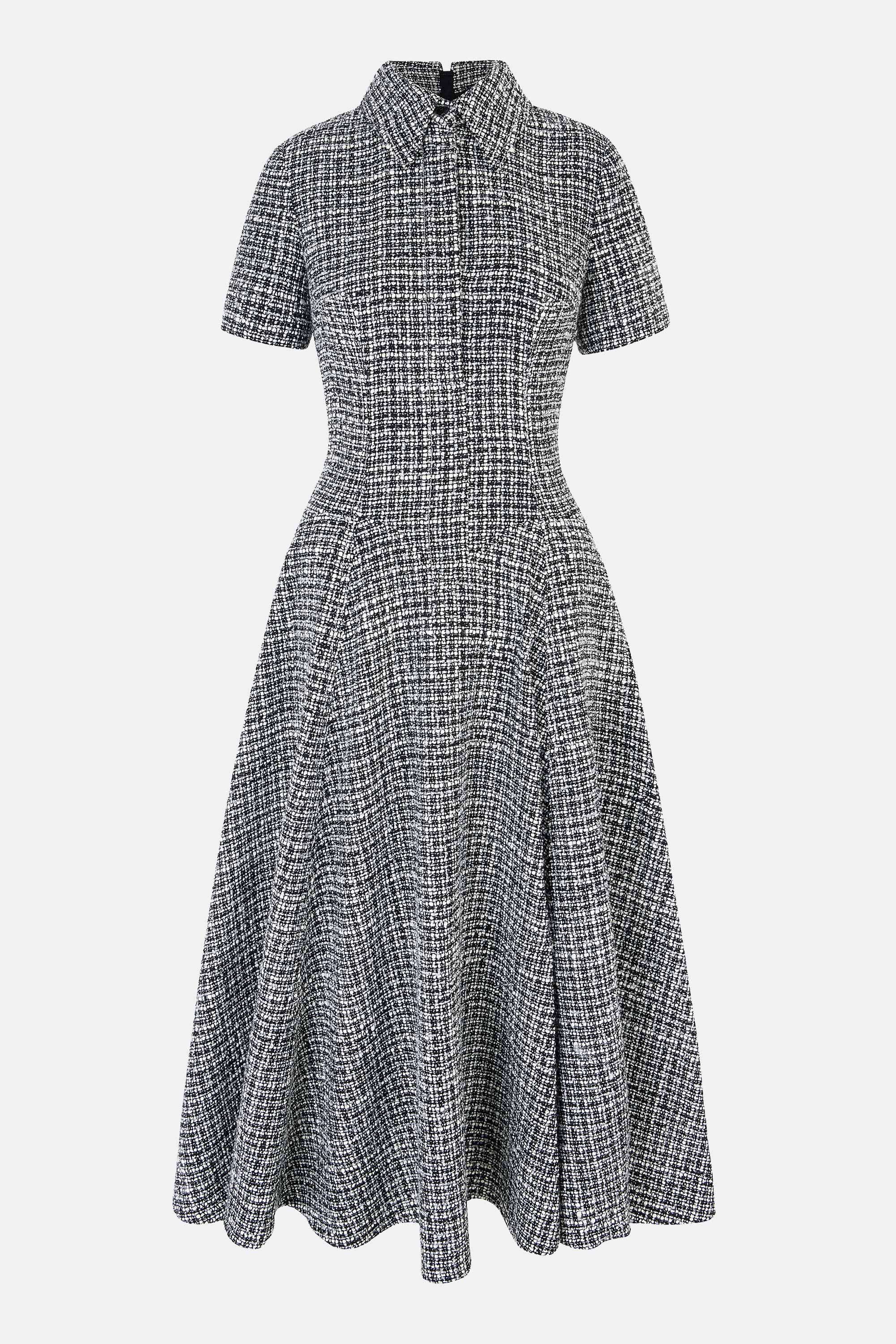 Jody Dress In Ivory & Black Boucle Tweed