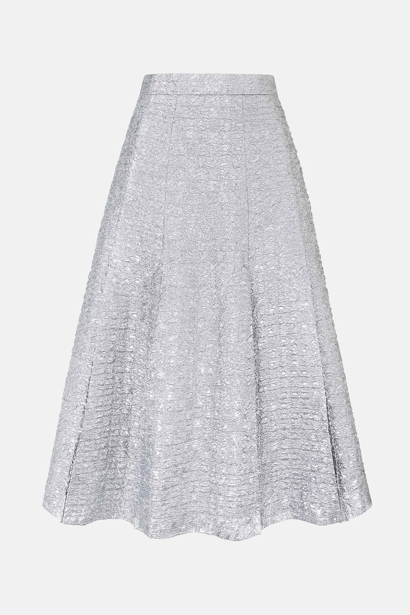 Kensie Skirt In Silver Metallic Seersucker | Emilia Wickstead