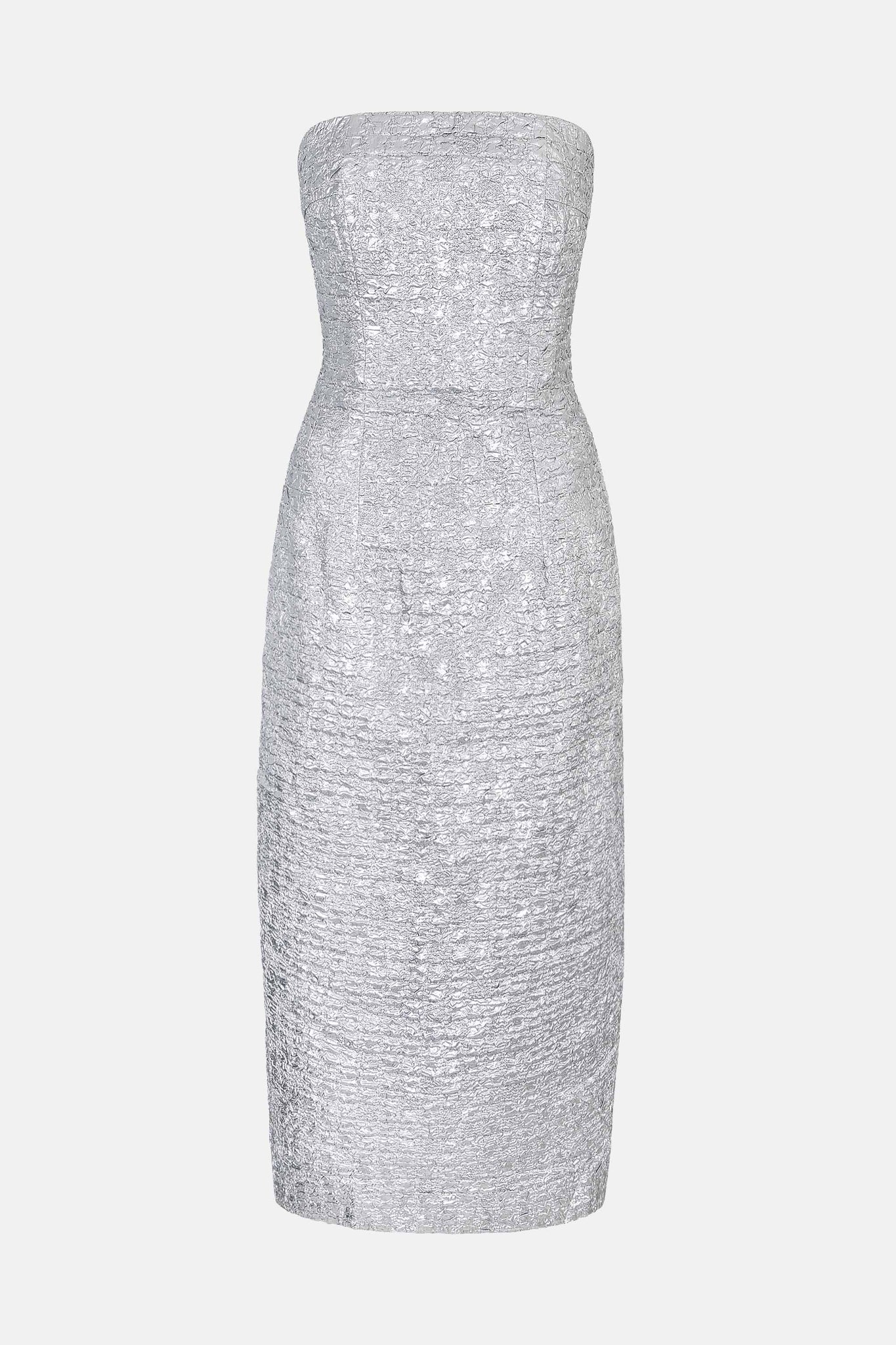 Leila Dress In Silver Metallic Seersucker | Emilia Wickstead