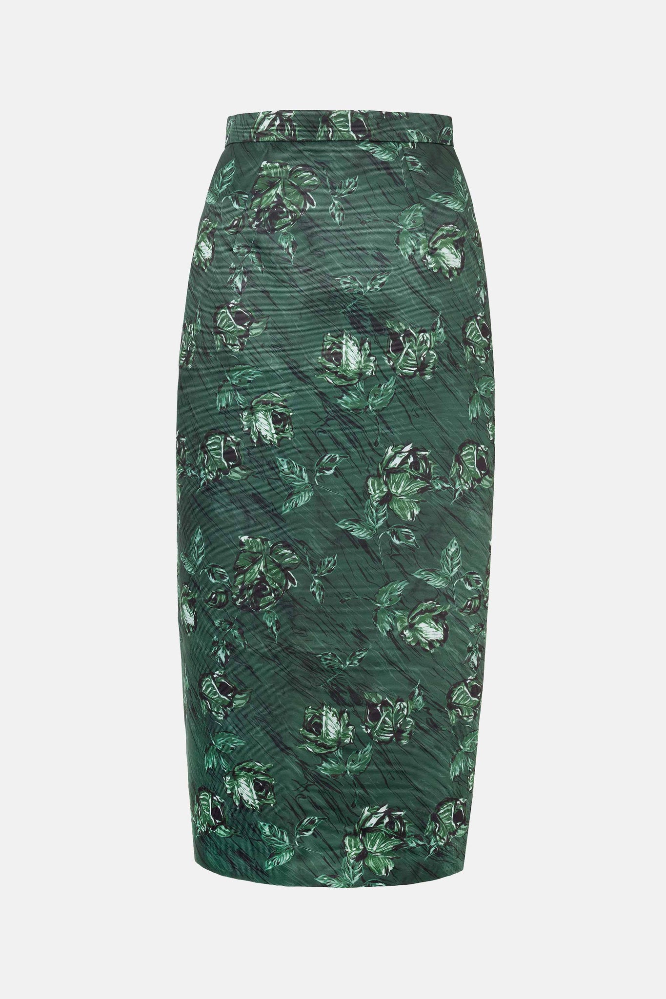 Lorelei Skirt In Green Roses On Marble Print Taffeta Faille - Emilia Wickstead