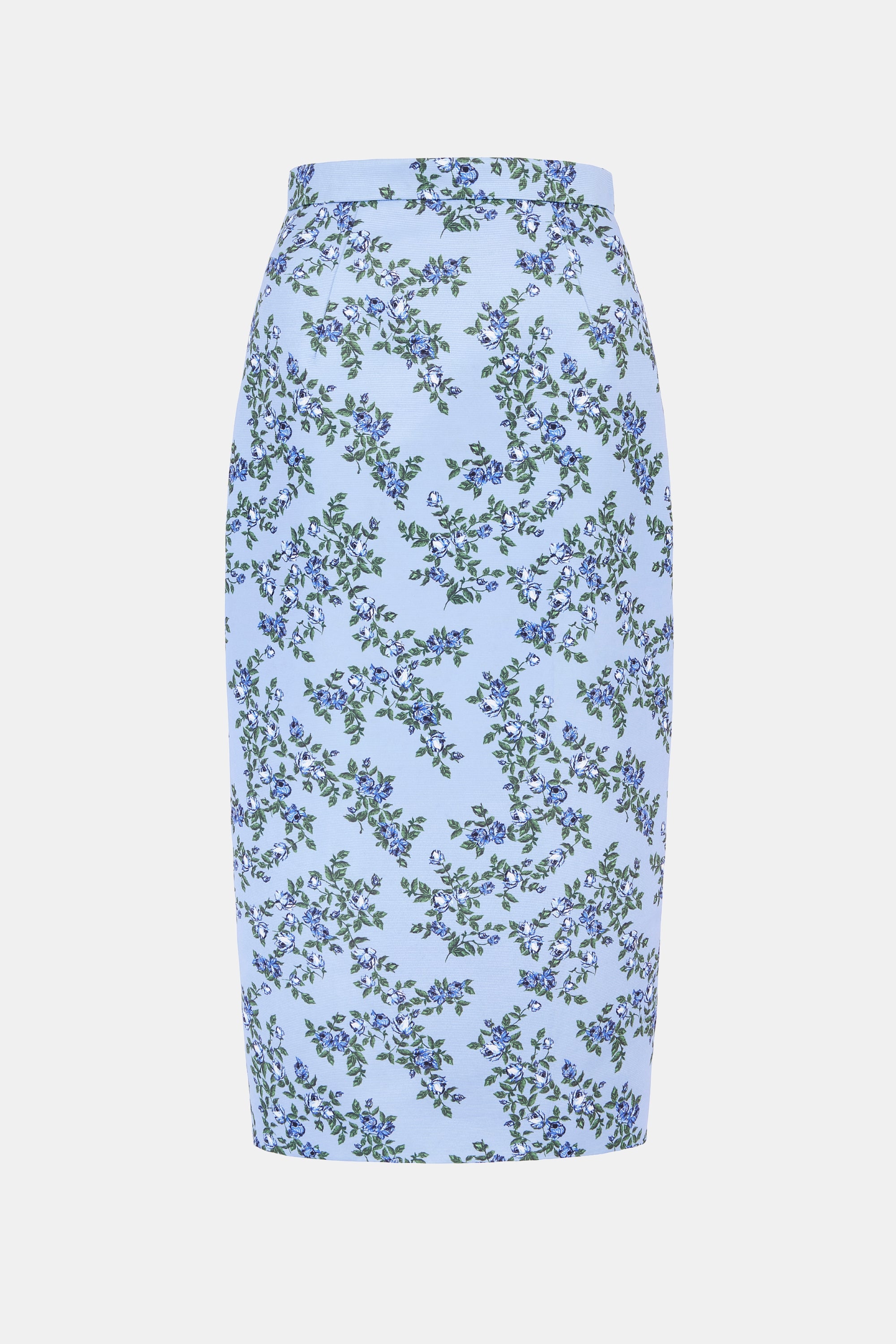 Lorelei Skirt In Blue Roses On Baby Blue Taffeta Faille