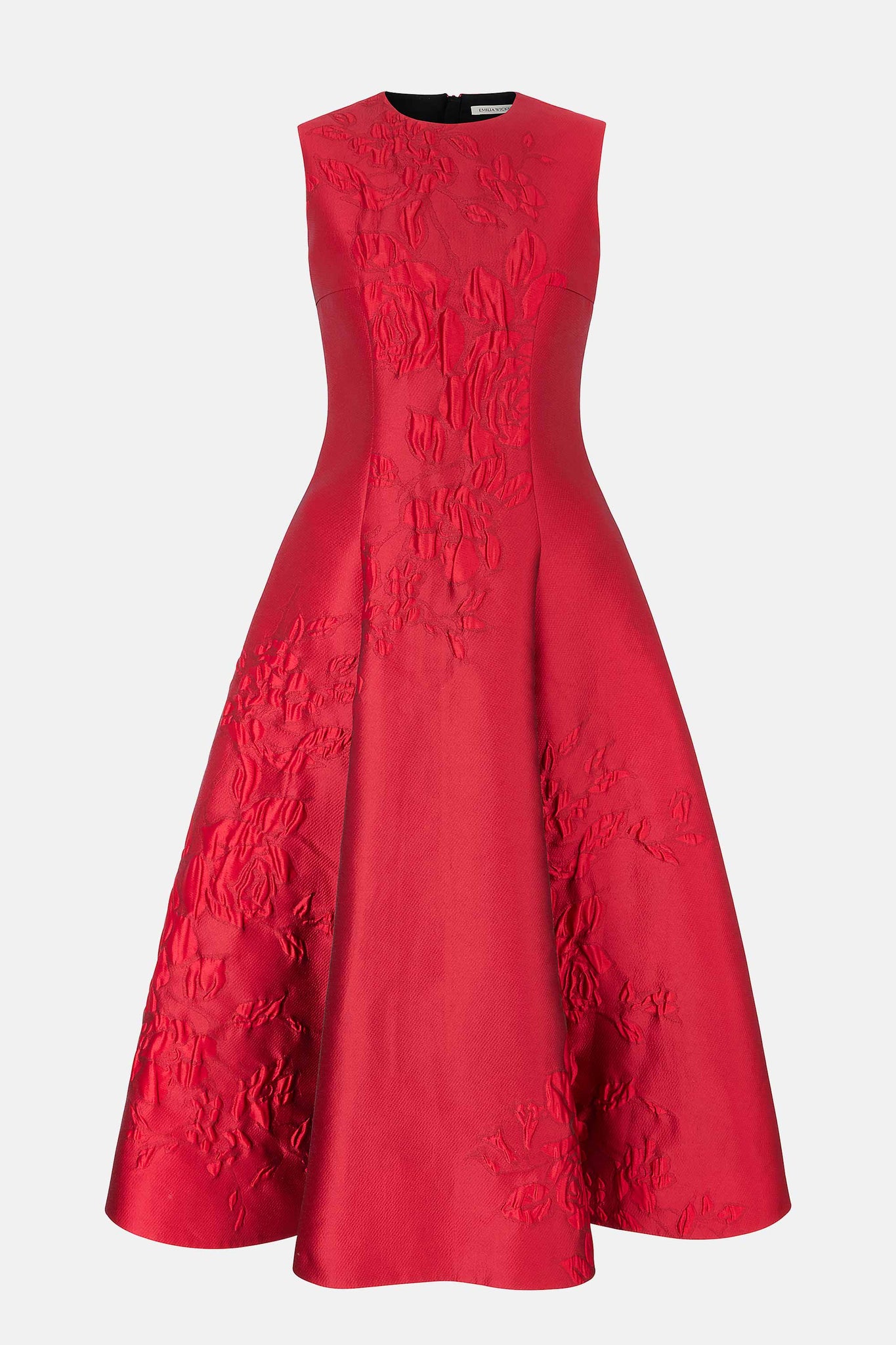 Mara Dress In Red Graphic Rose Jacquard | Emilia Wickstead