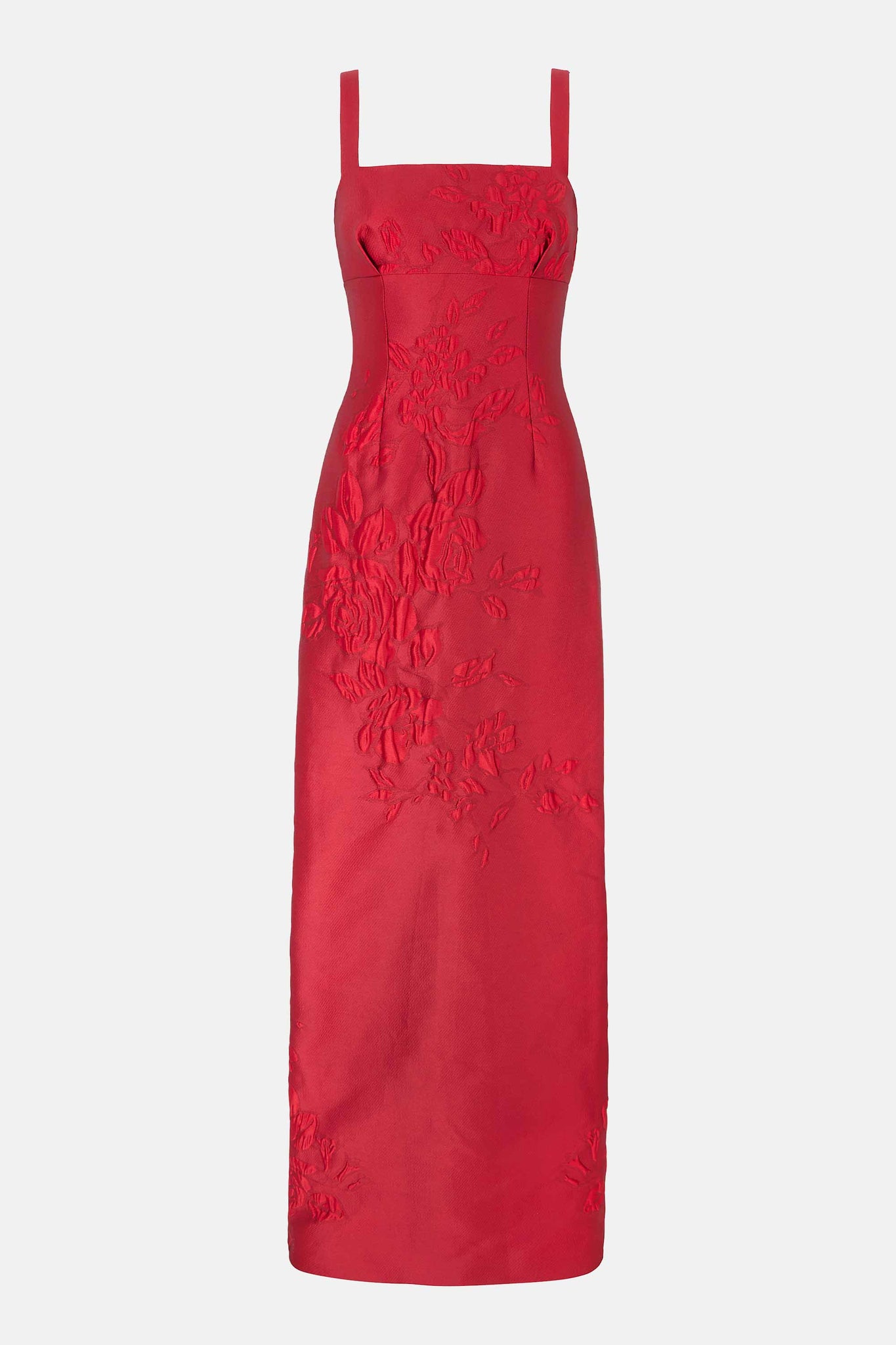 Micheline Dress In Red Graphic Rose Jacquard