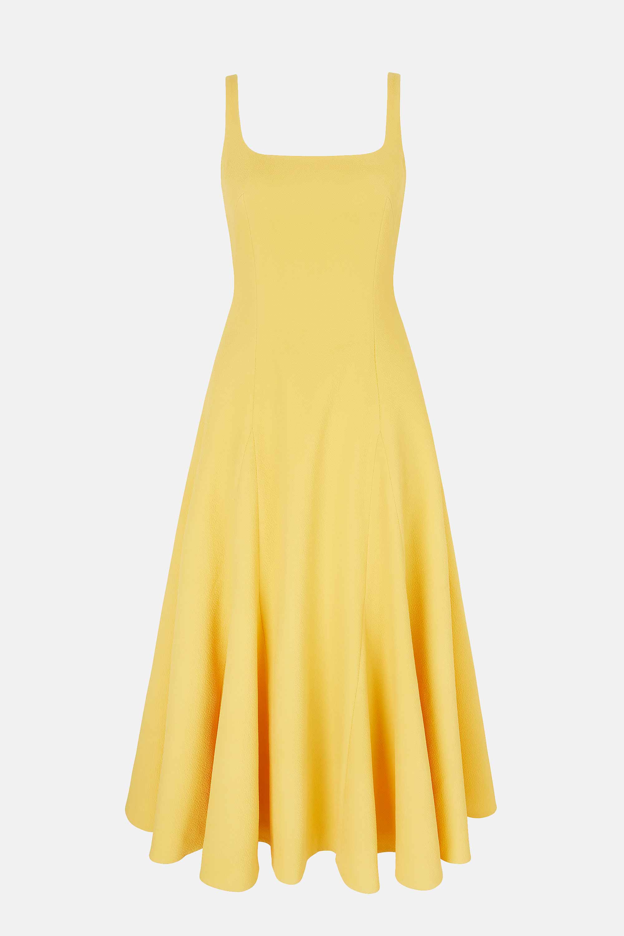 Neith Dress In Custard Yellow Double Crepe