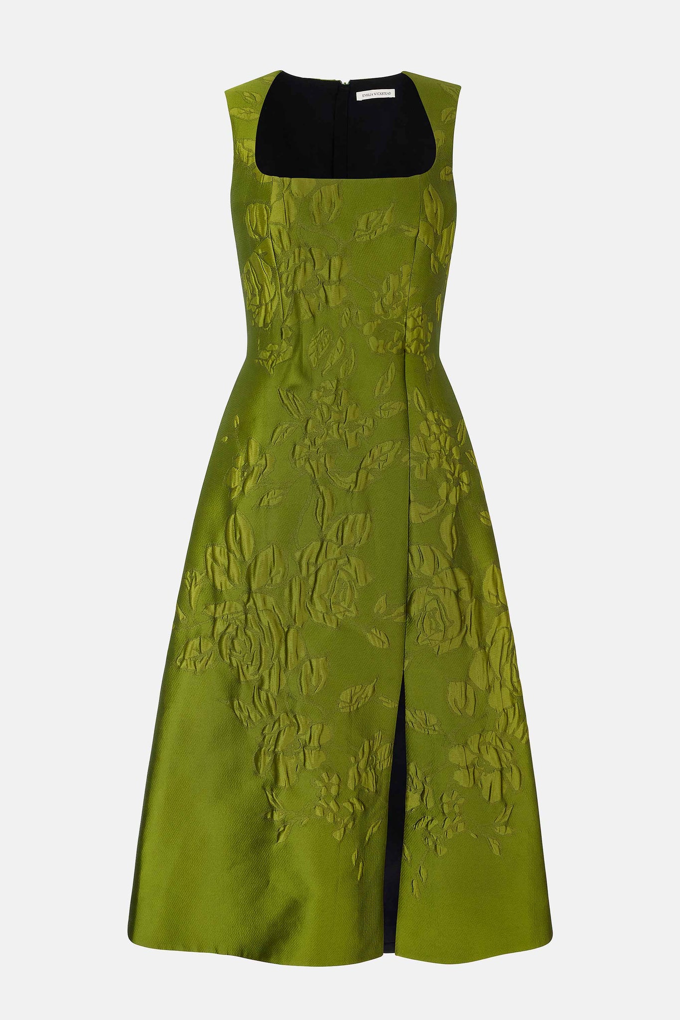 Pinah Dress In Green Graphic Rose Jacquard - Emilia Wickstead