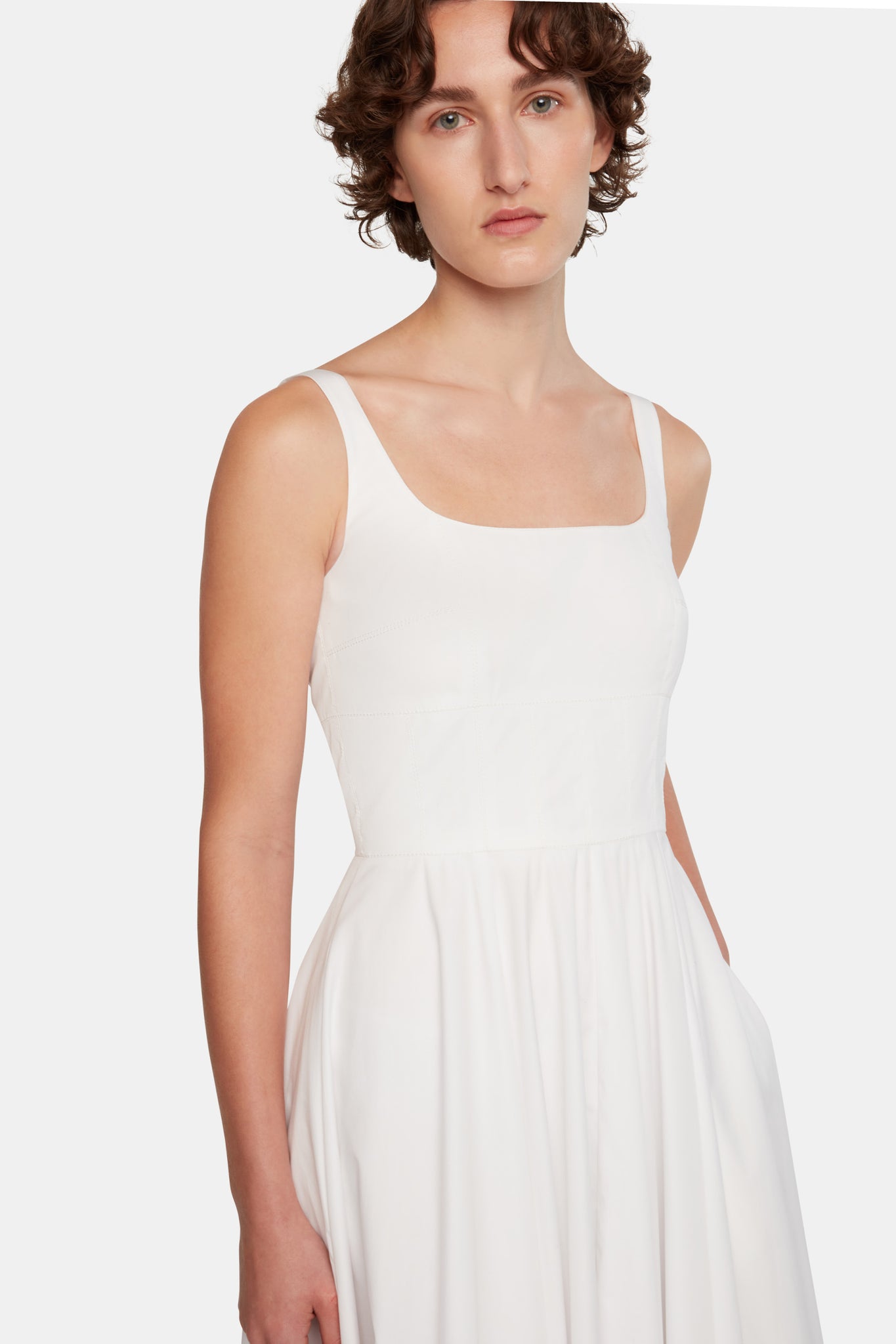 Nikush Dress in White Cotton full close up shot | Emilia Wickstead