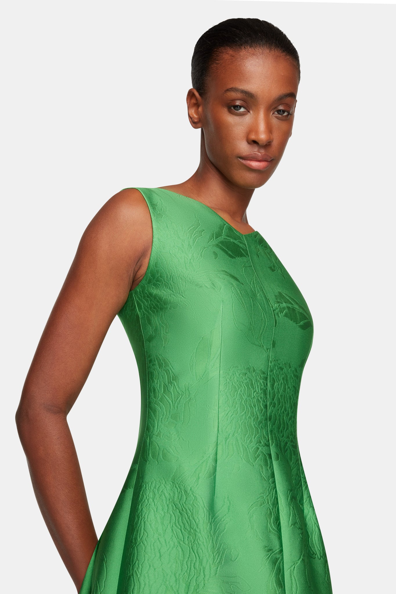 Emilia Wickstead - Octavie Dress In Green Embossed Cloque Emilia Wickstead - Octavie Dress In Green Embossed Cloque