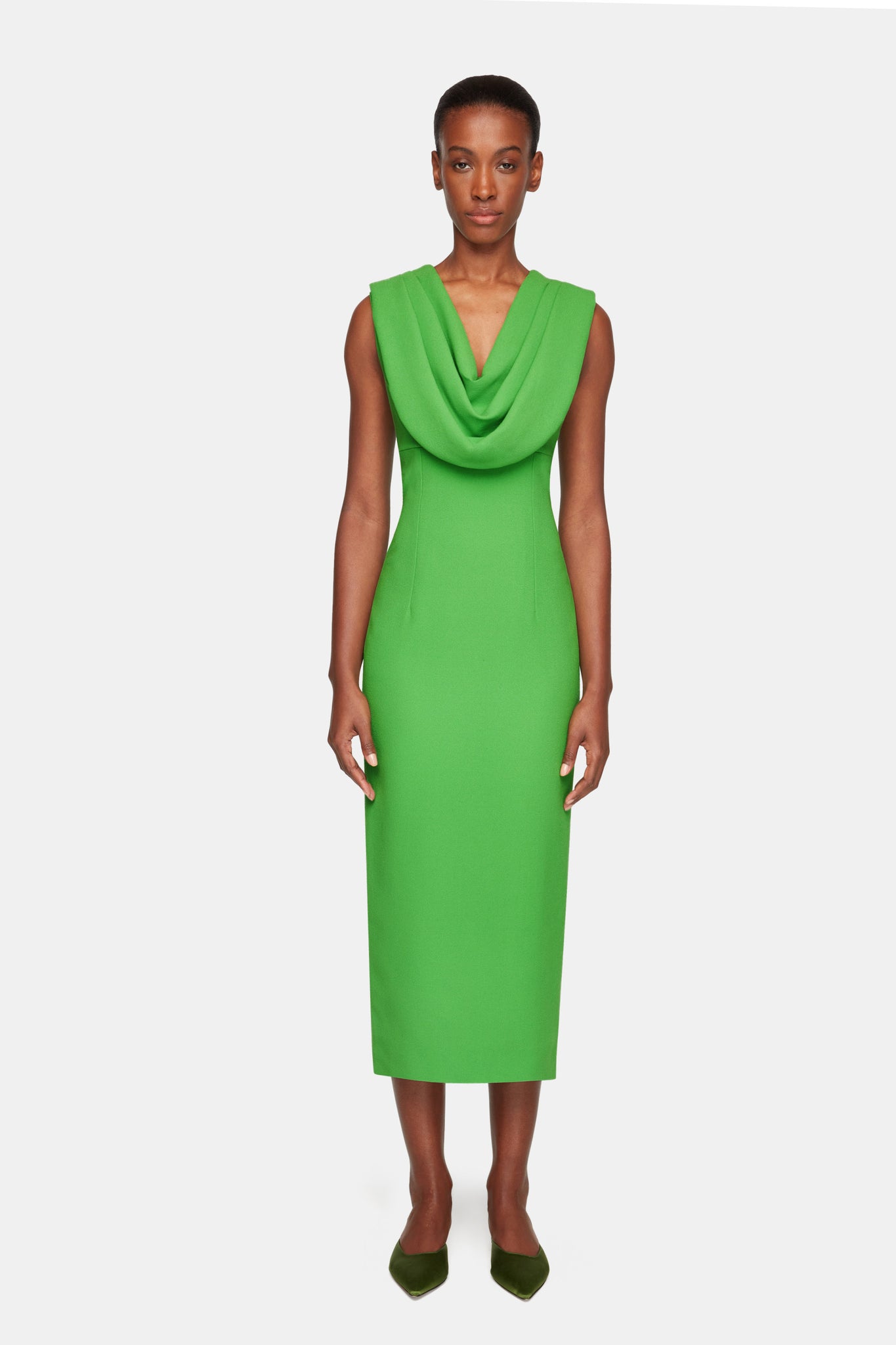Yuri Dress In Fresh Green Single Wool Crepe | Emilia Wickstead