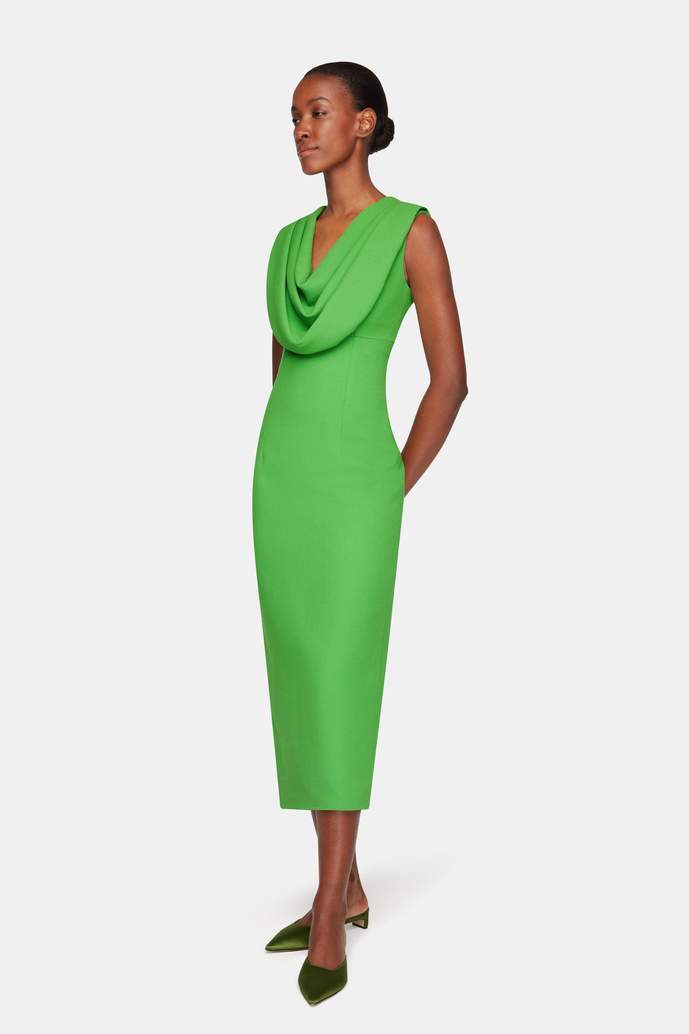 Yuri Dress In Fresh Green Single Wool Crepe | Emilia Wickstead