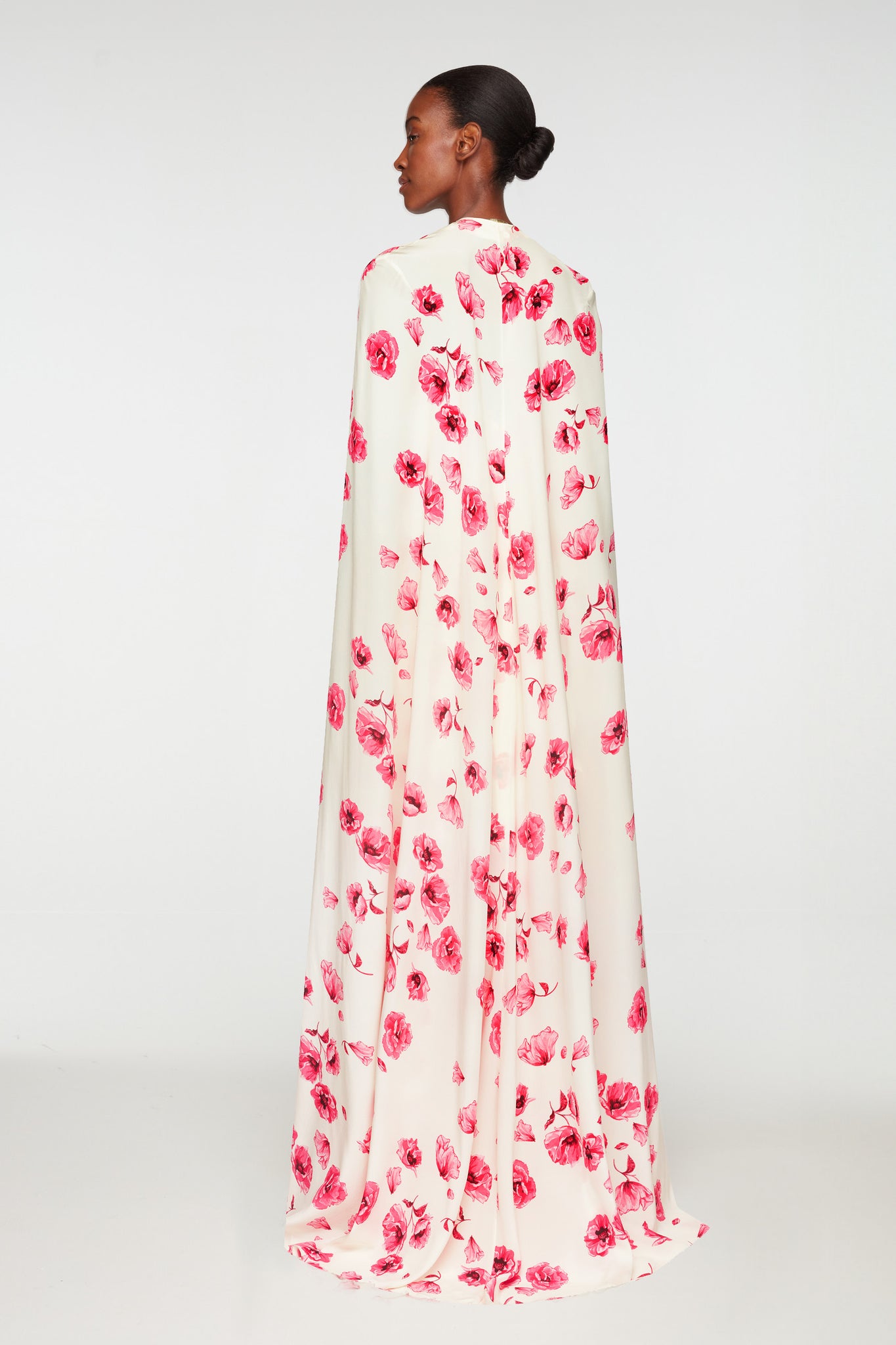 Clarette Cape In Pink Poppies Silk Crepe De Chine | Emilia Wickstead