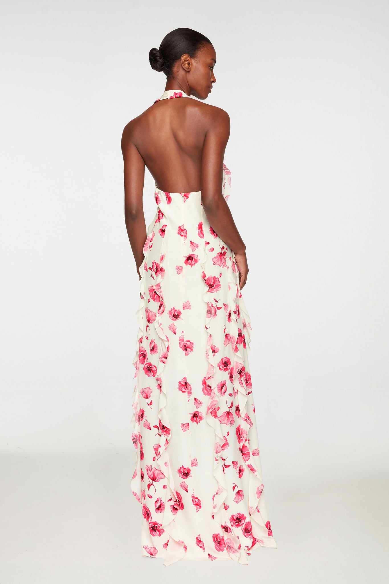 Fleurine Dress In Pink Poppies Silk Crepe De Chine | Emilia Wickstead