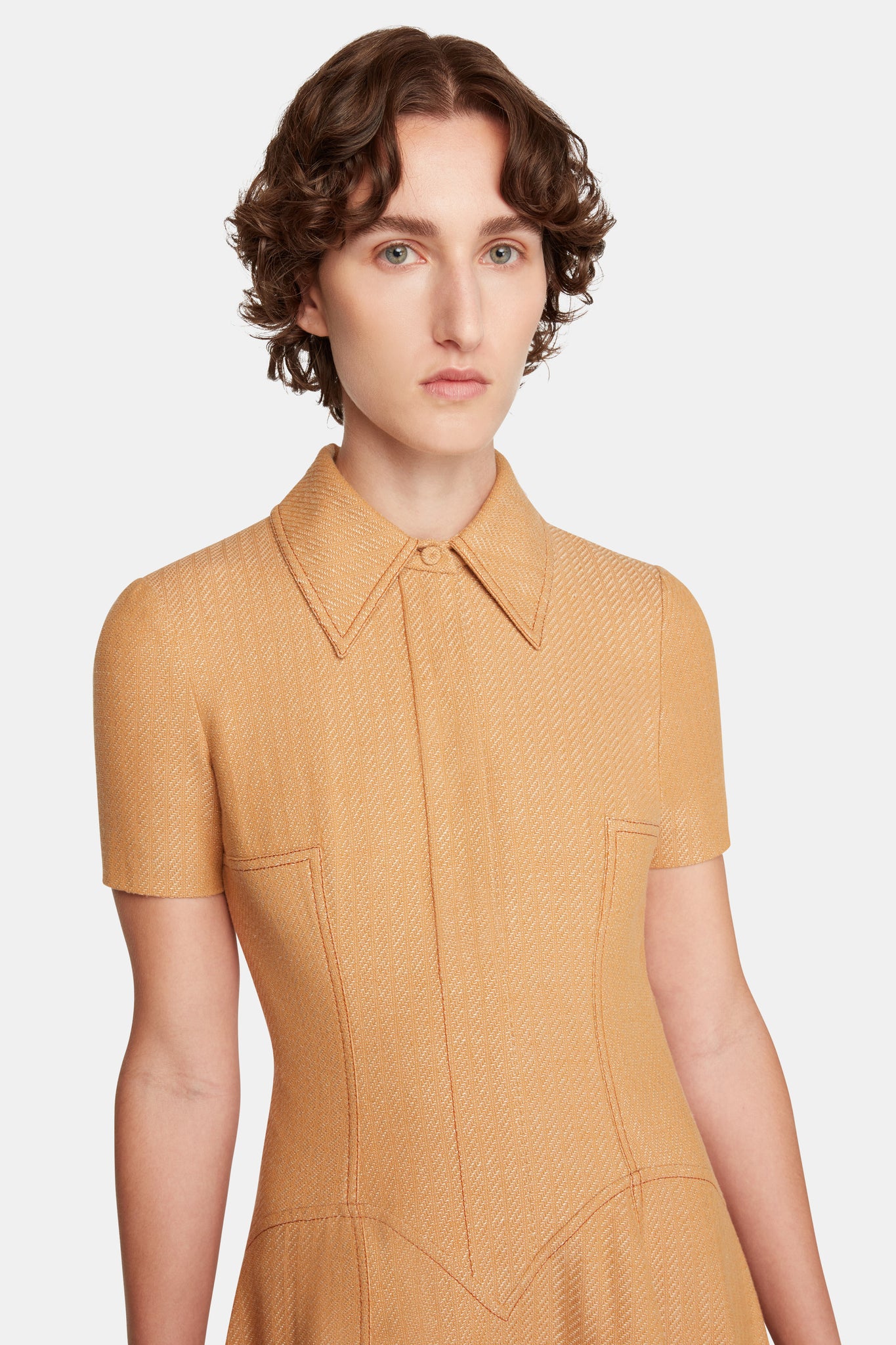 Jody Dress In Tan Twill Denim