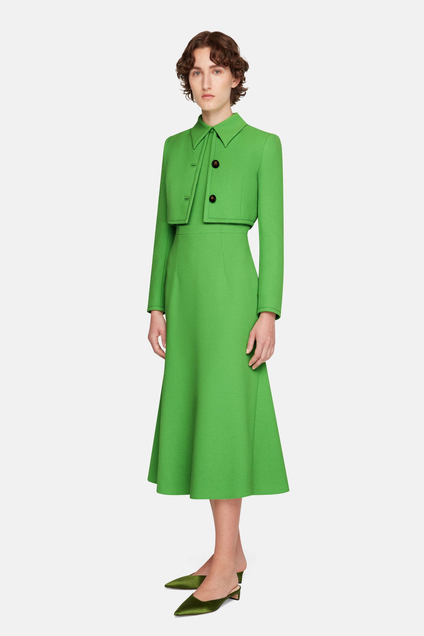 Lizette Jacket In Fresh Green Single Wool Crepe