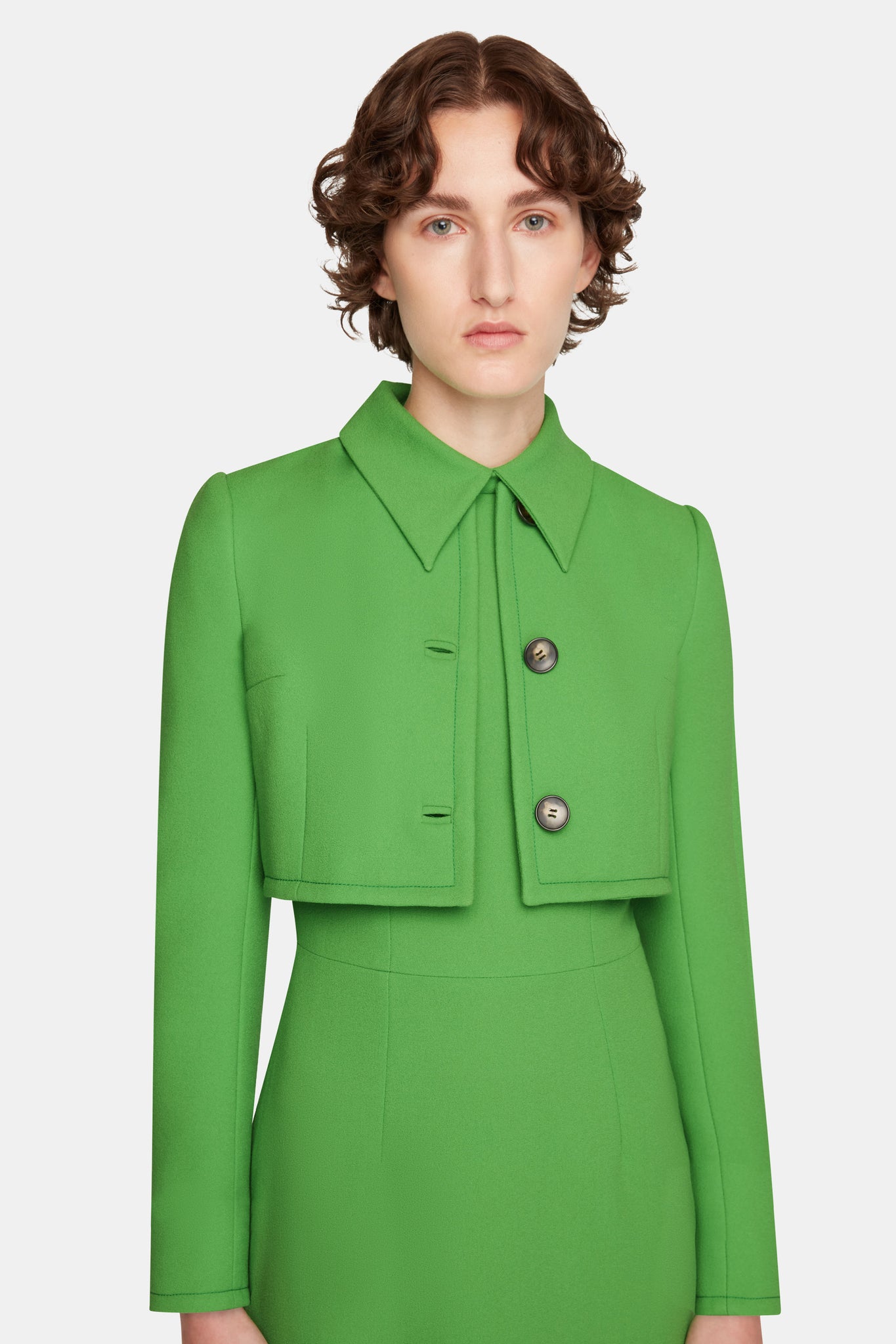 Lizette Jacket In Fresh Green Single Wool Crepe
