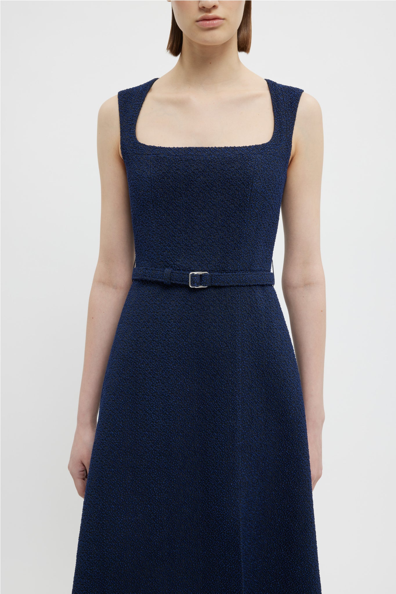 Pinah Dress In Dark Navy Cotton Boucle | Emilia Wickstead