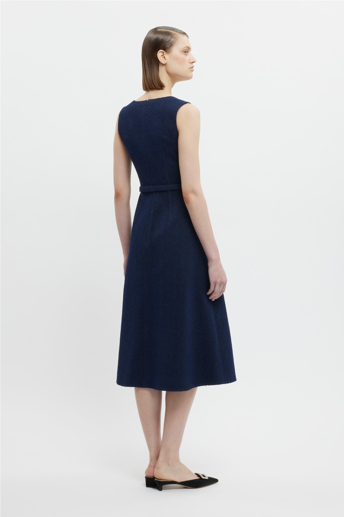 Pinah Dress In Dark Navy Cotton Boucle | Emilia Wickstead