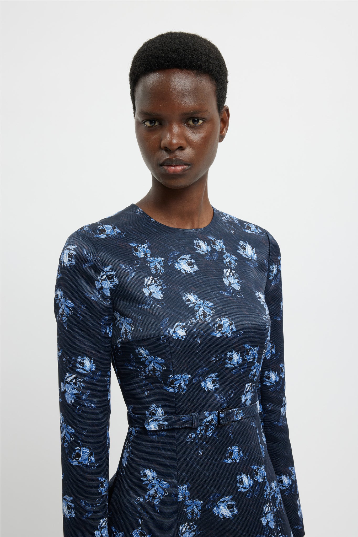 Capucine Dress In Ditsy Rose On Navy Taffeta Faille | Emilia Wickstead Capucine Dress In Ditsy Rose On Navy Taffeta Faille | Emilia Wickstead