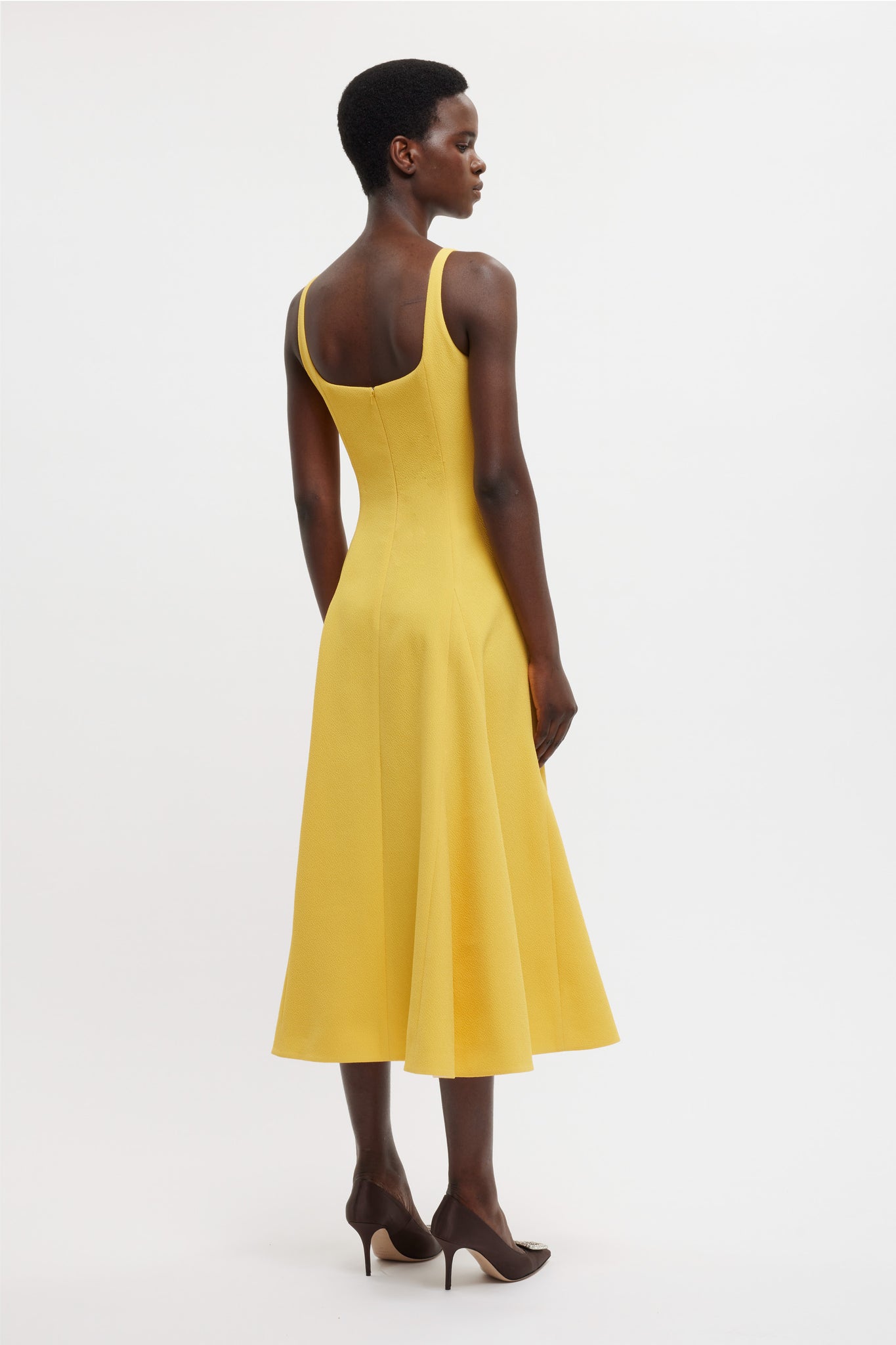 Neith Dress In Custard Yellow Double Crepe - Emilia Wickstead