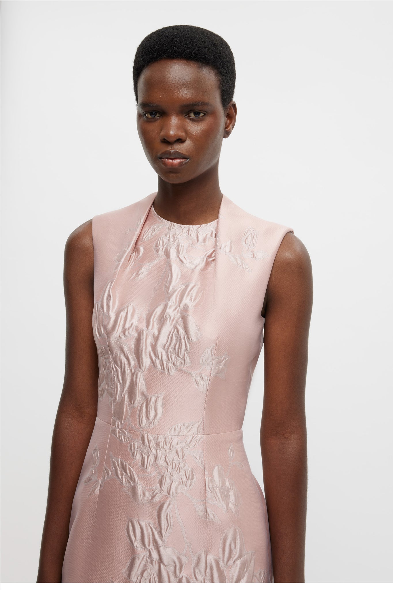 Kissa Dress In Pink Graphic Rose Jacquard - Emilia Wickstead