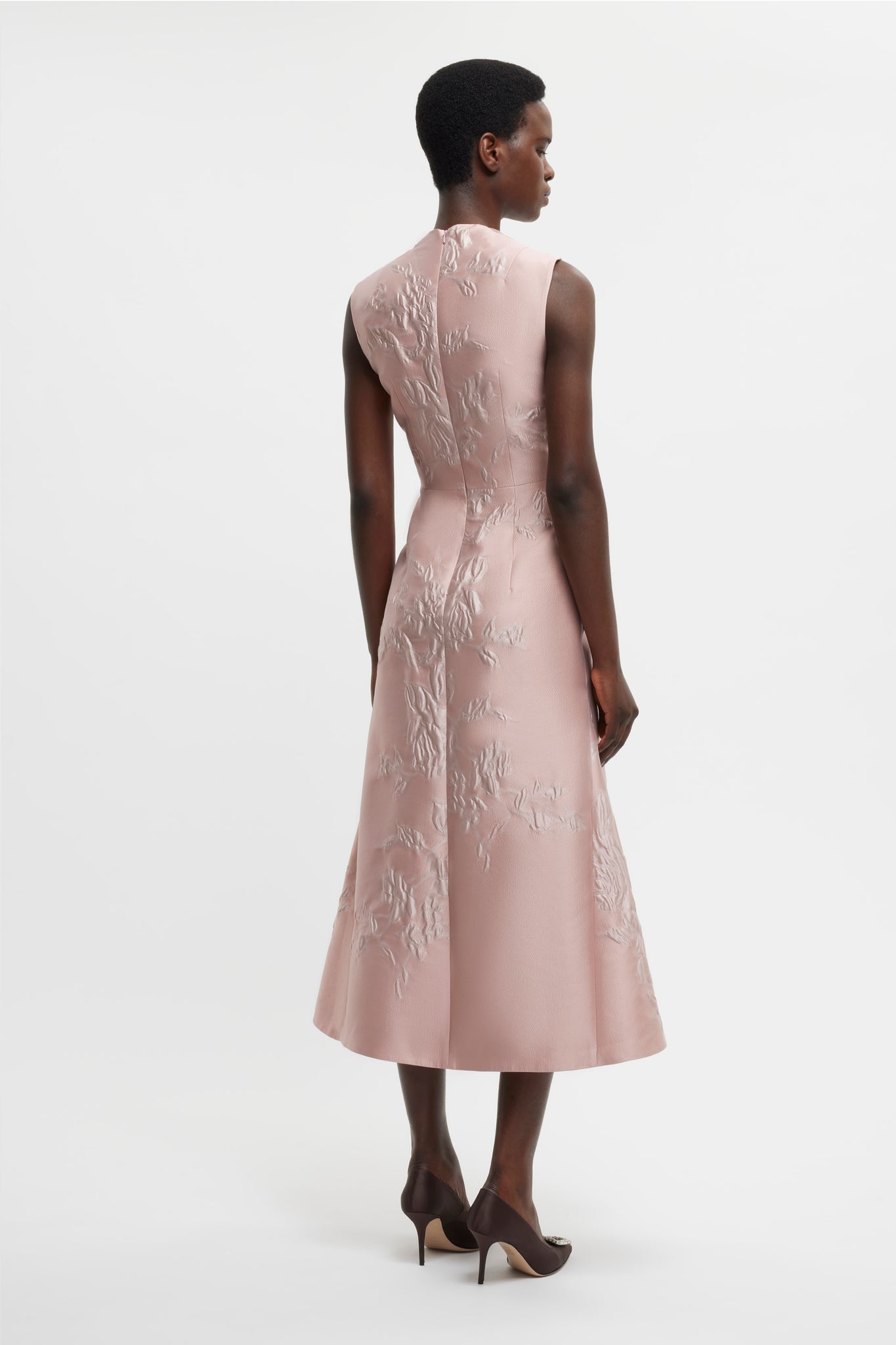 Kissa Dress In Pink Graphic Rose Jacquard - Emilia Wickstead