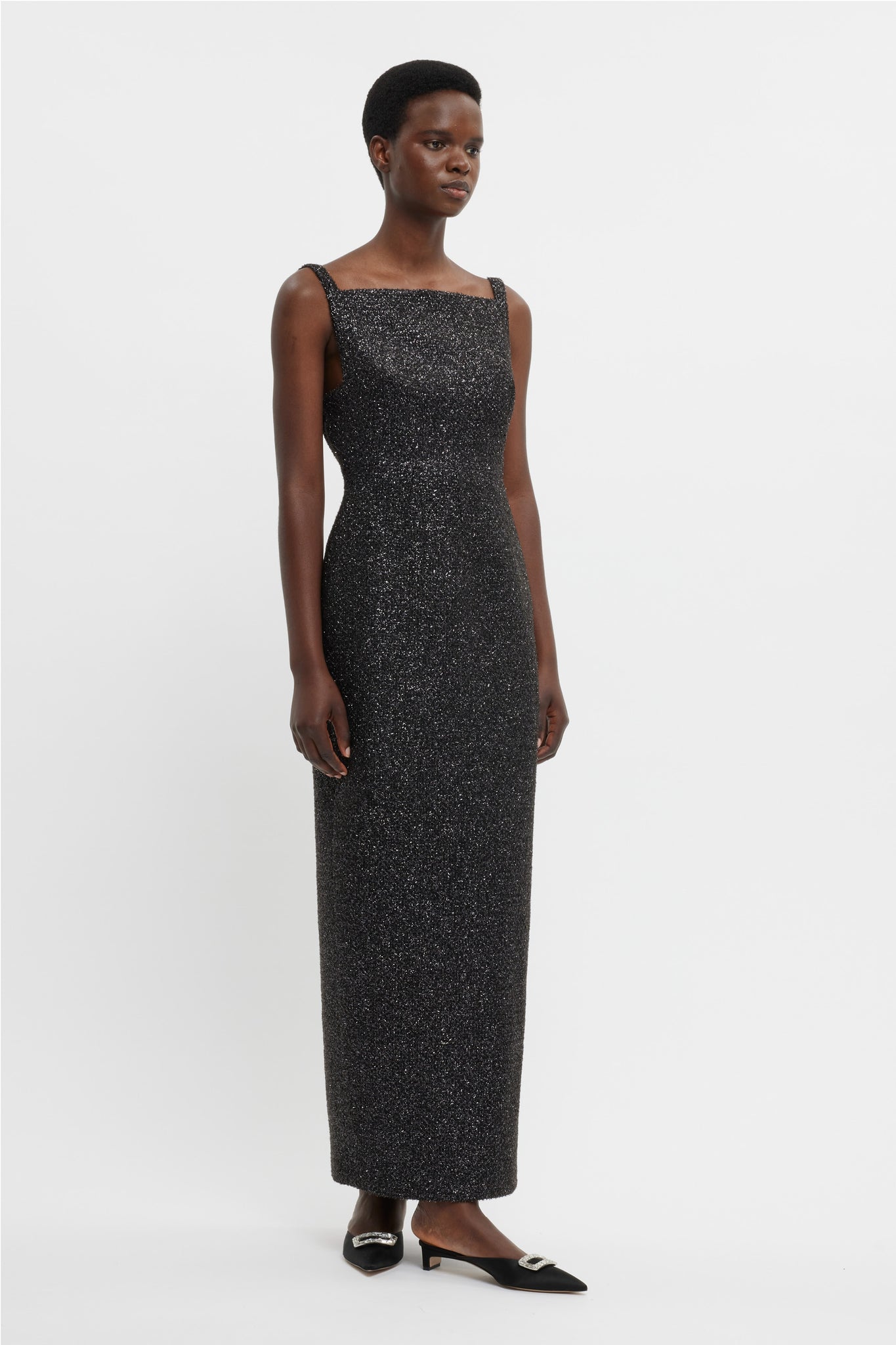 Karolyn Dress In Black Disco Tweed - Emilia Wickstead