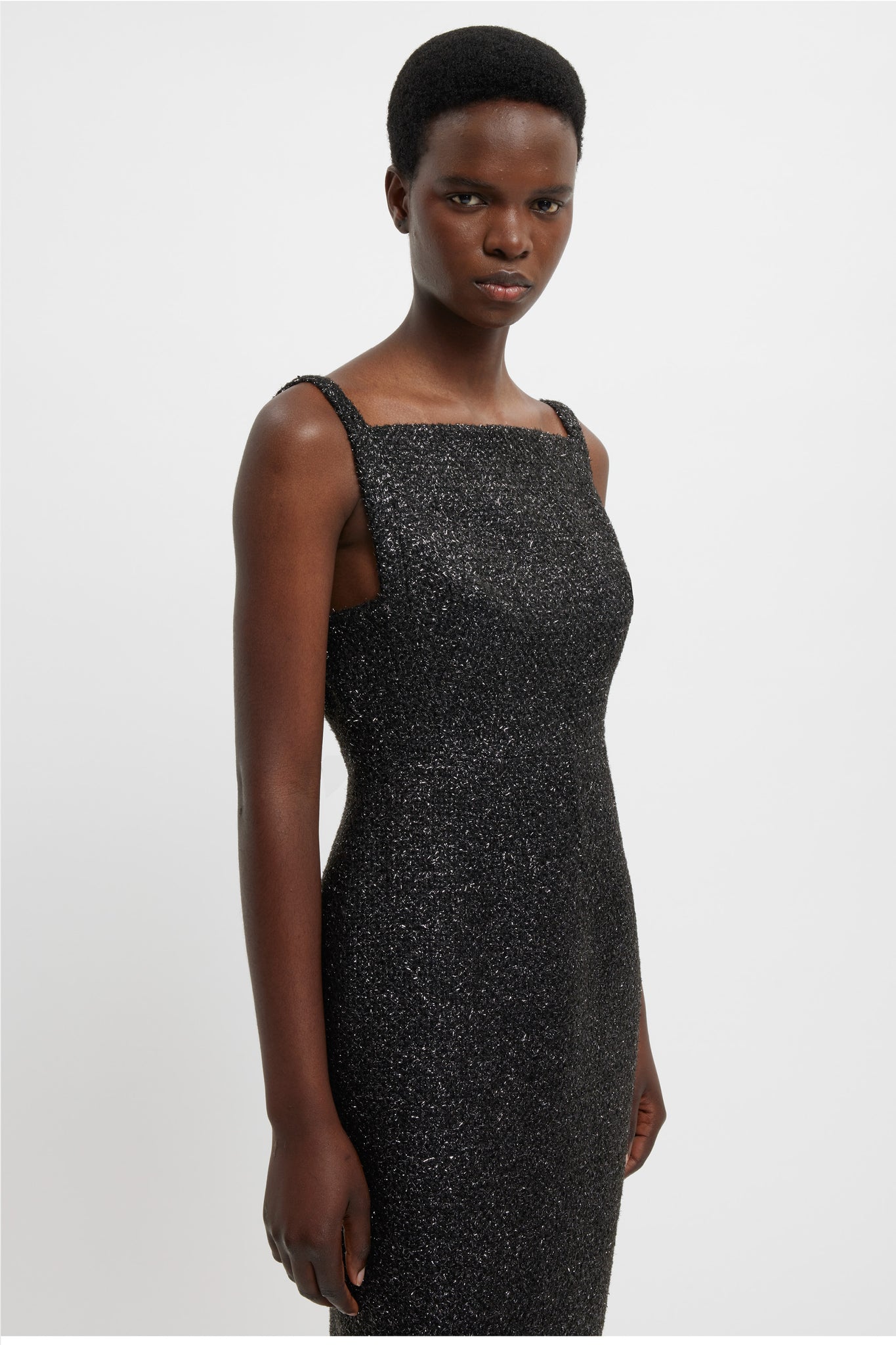 Karolyn Dress In Black Disco Tweed - Emilia Wickstead