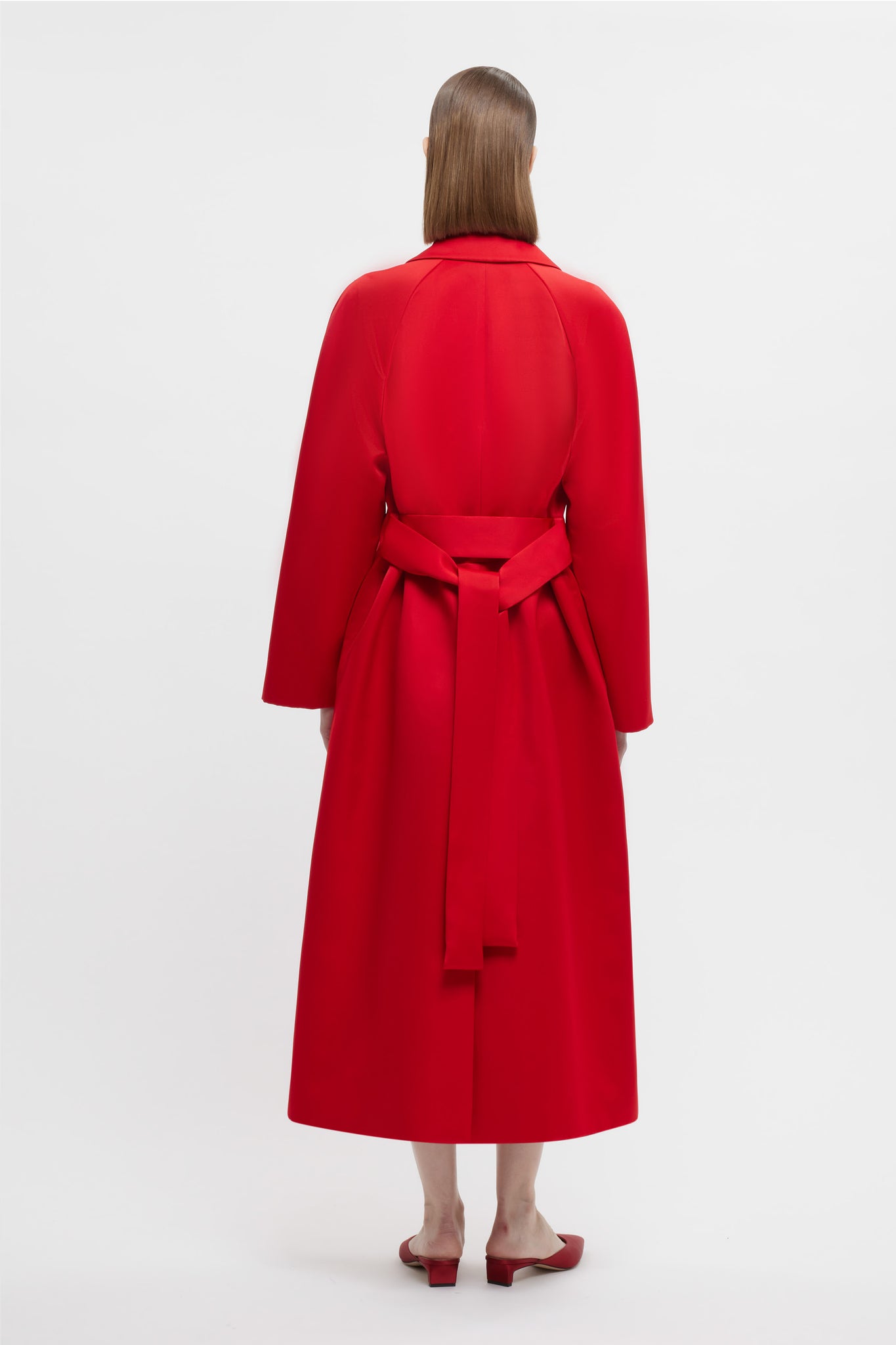 Hasina Coat In Bright Red Doppio Satin | Emilia Wickstead