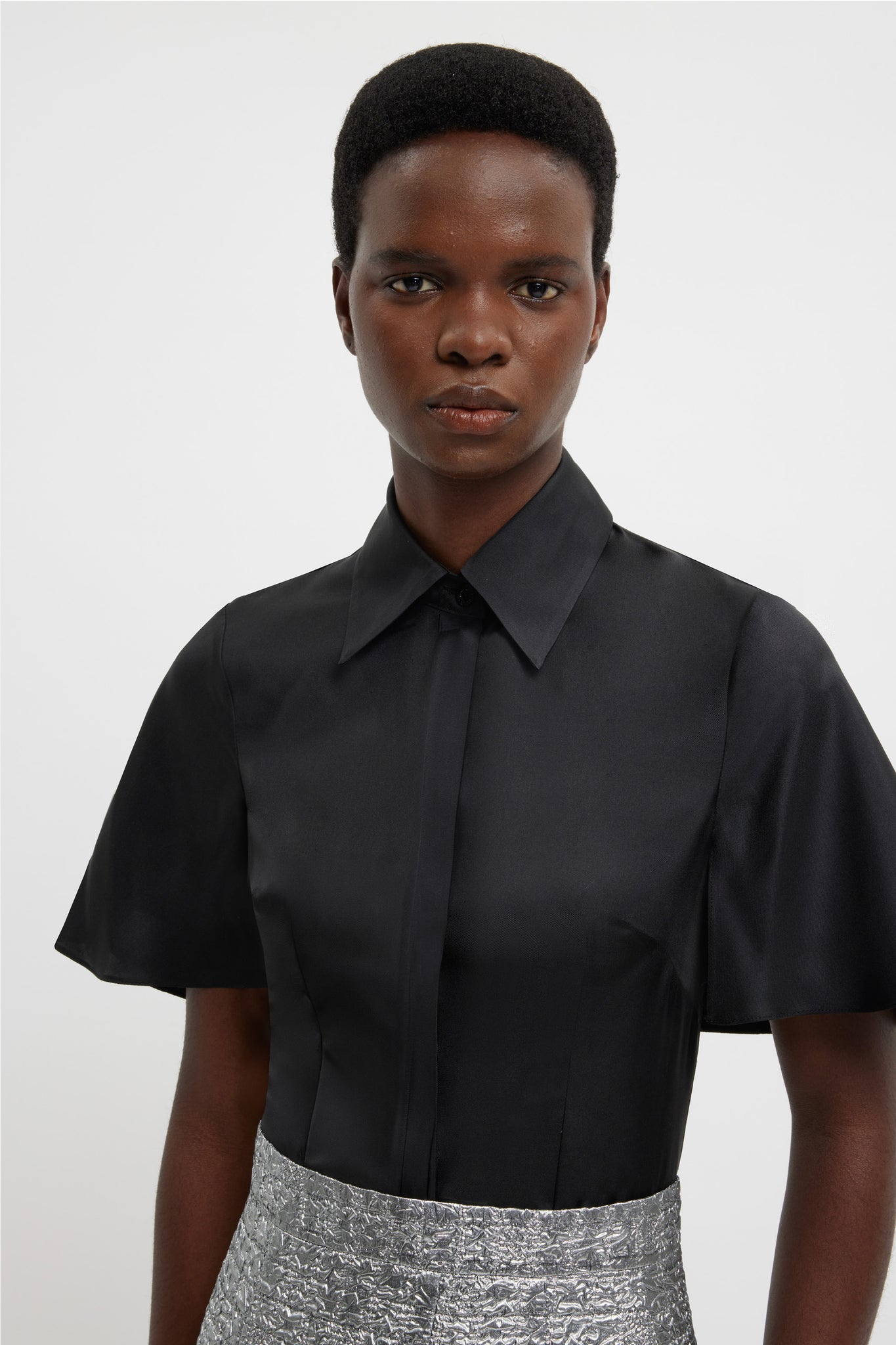 Keiko Top In Black Silk Twill | Emilia Wickstead