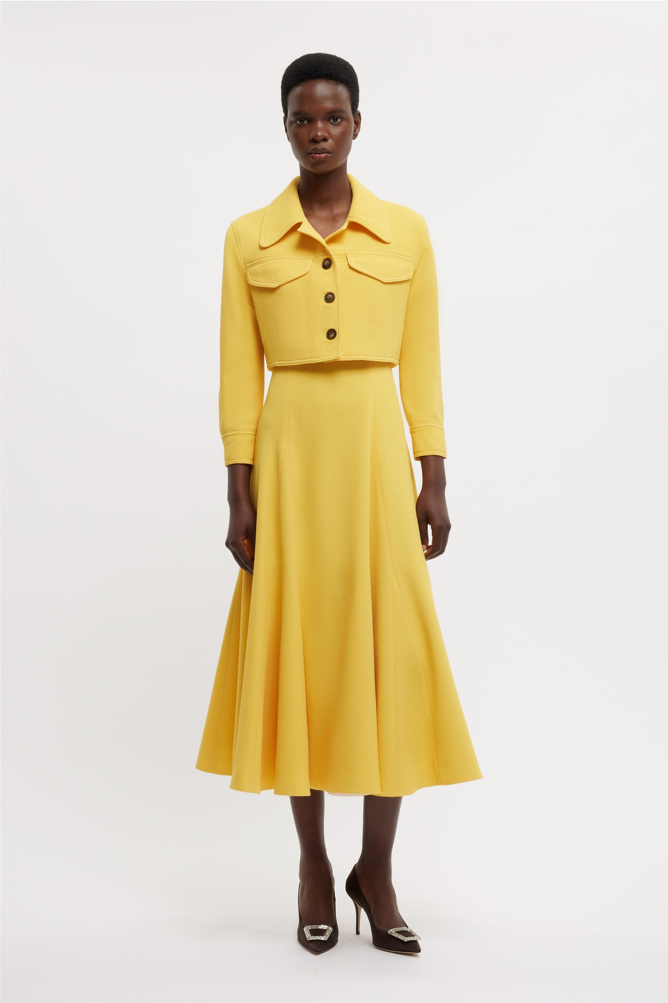 Nachele Jacket In Custard Yellow Double Crepe | Emilia Wickstead