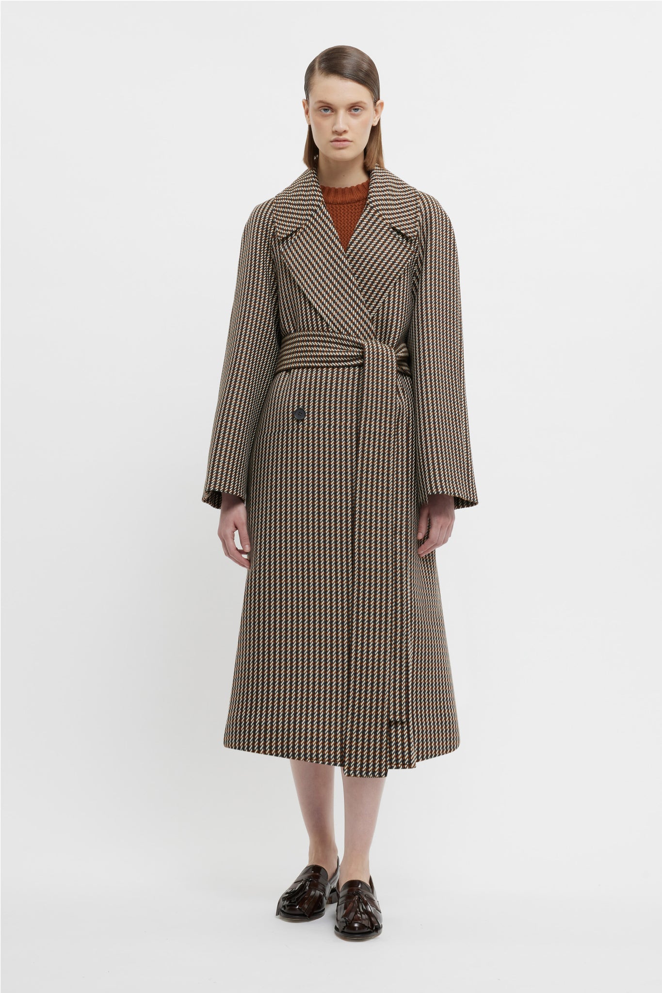 Lilabet Coat In Tan & Ivory Merino Shetland | Emilia Wickstead