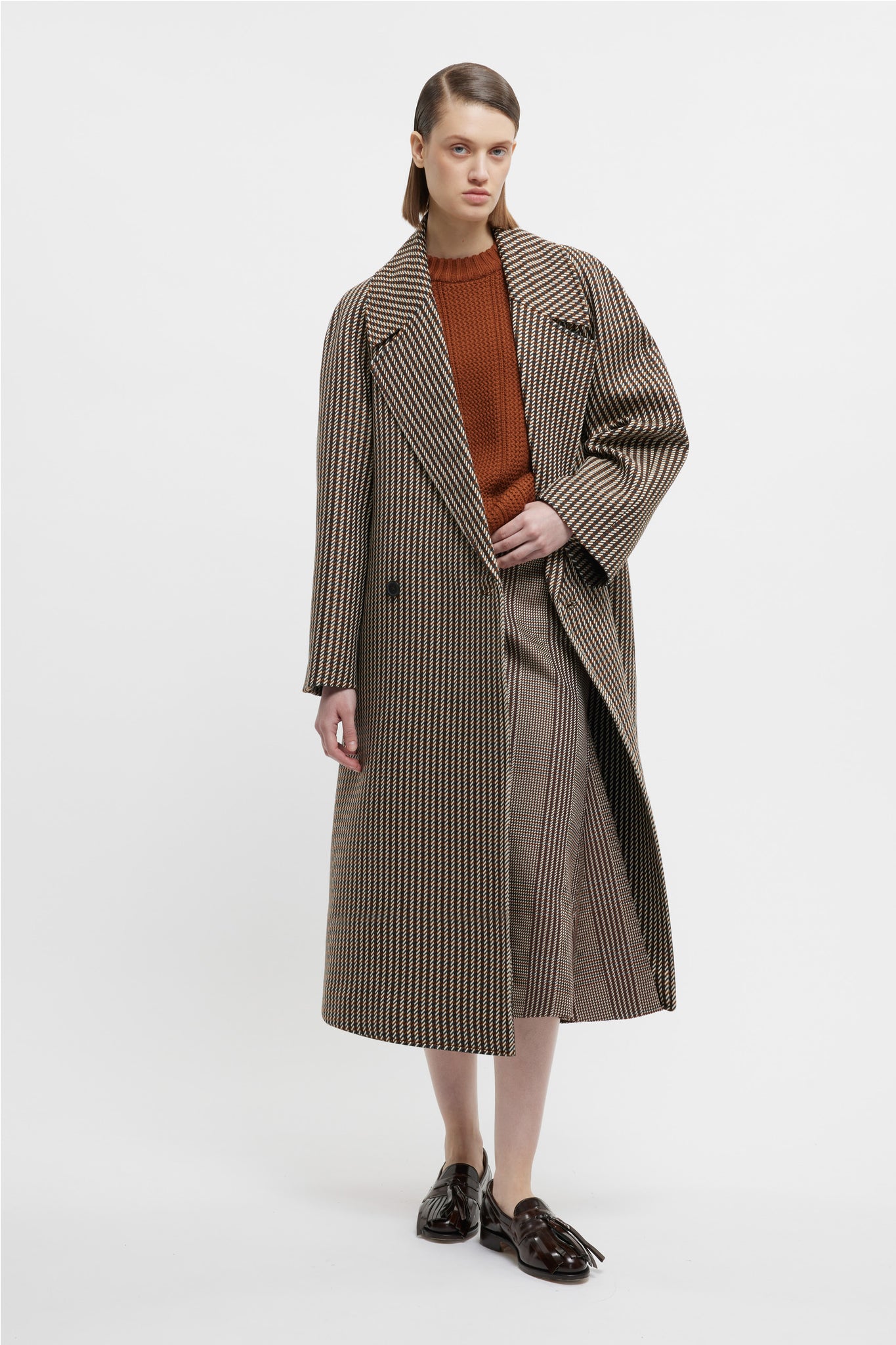 Lilabet Coat In Tan & Ivory Merino Shetland | Emilia Wickstead