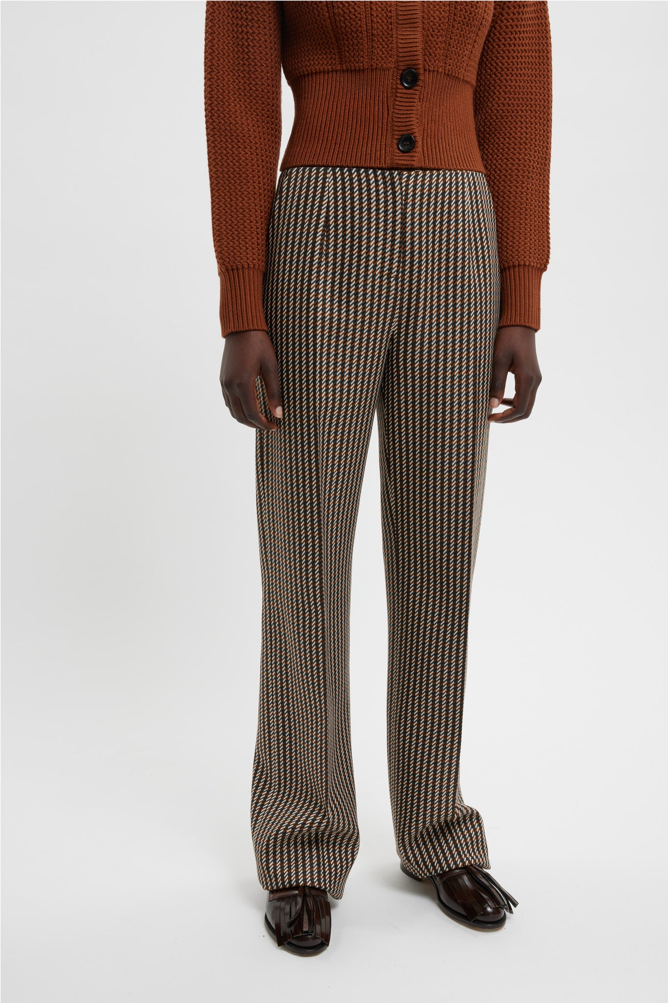 Miggy Trousers In Tan & Ivory Merino Shetland