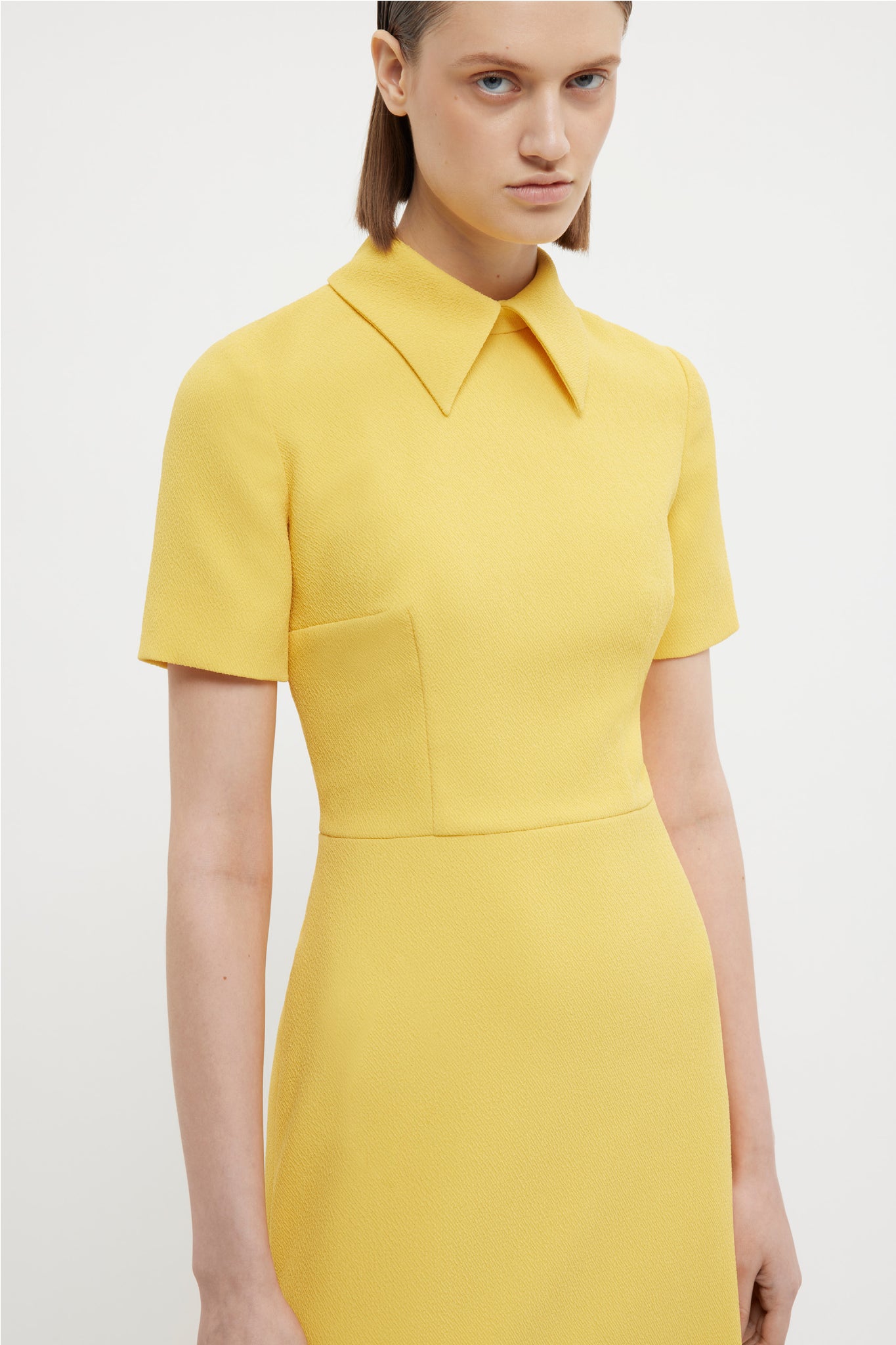 Eman Dress In Custard Yellow Double Crepe - Emilia Wickstead